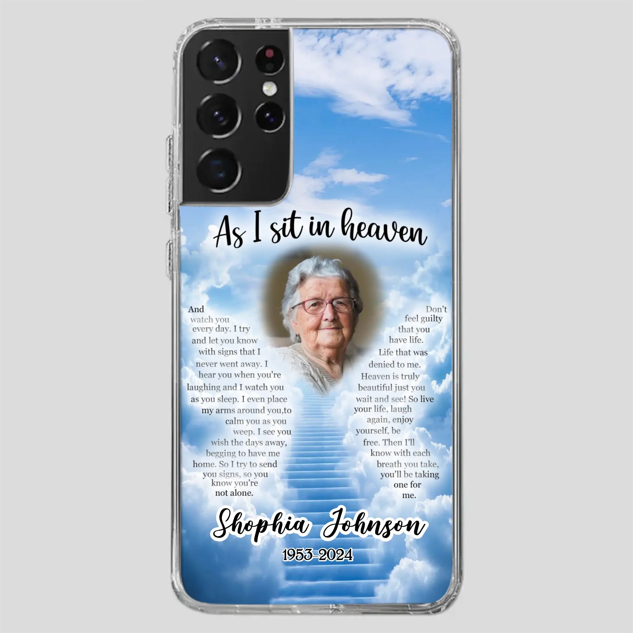 Personalized Grandpa “As I Sit In Heaven” Phone Case – A Hug From Above - 89Prints