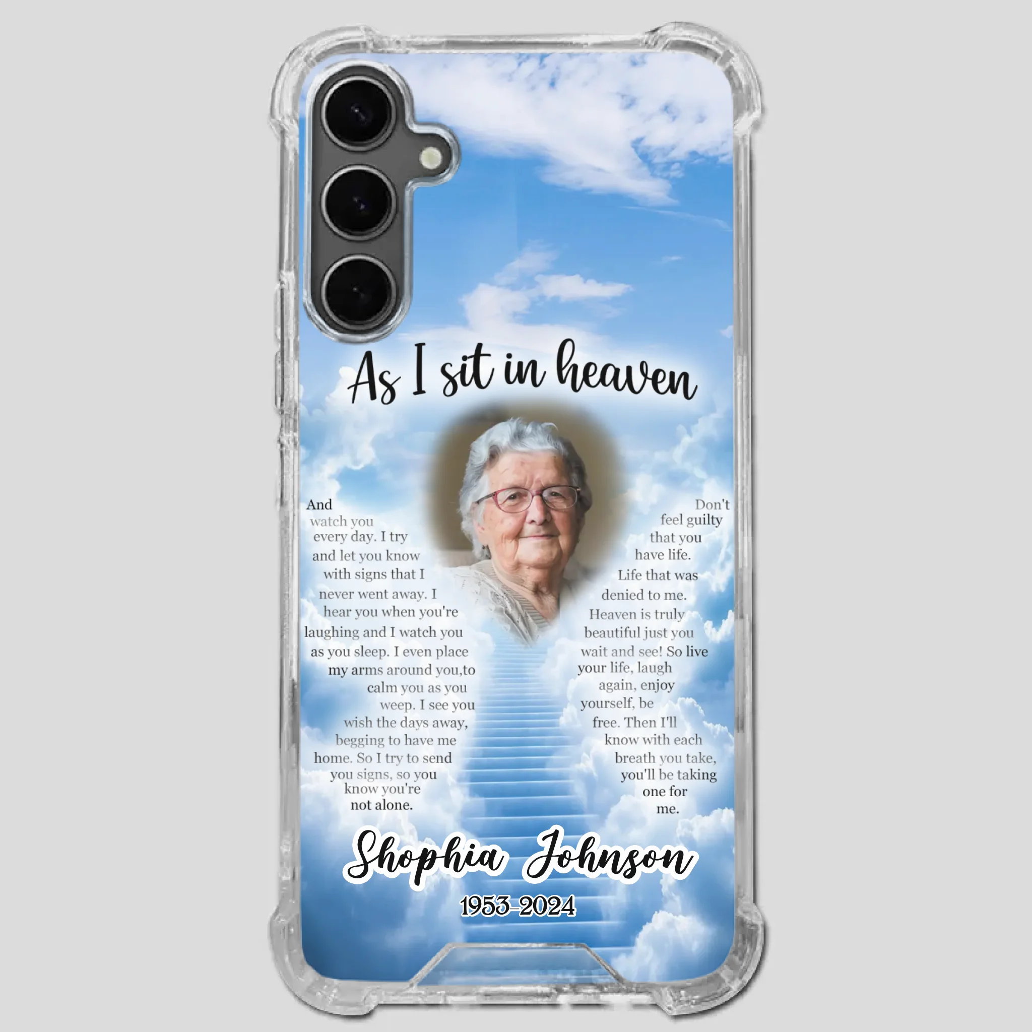 Personalized Grandpa “As I Sit In Heaven” Phone Case – A Hug From Above - 89Prints