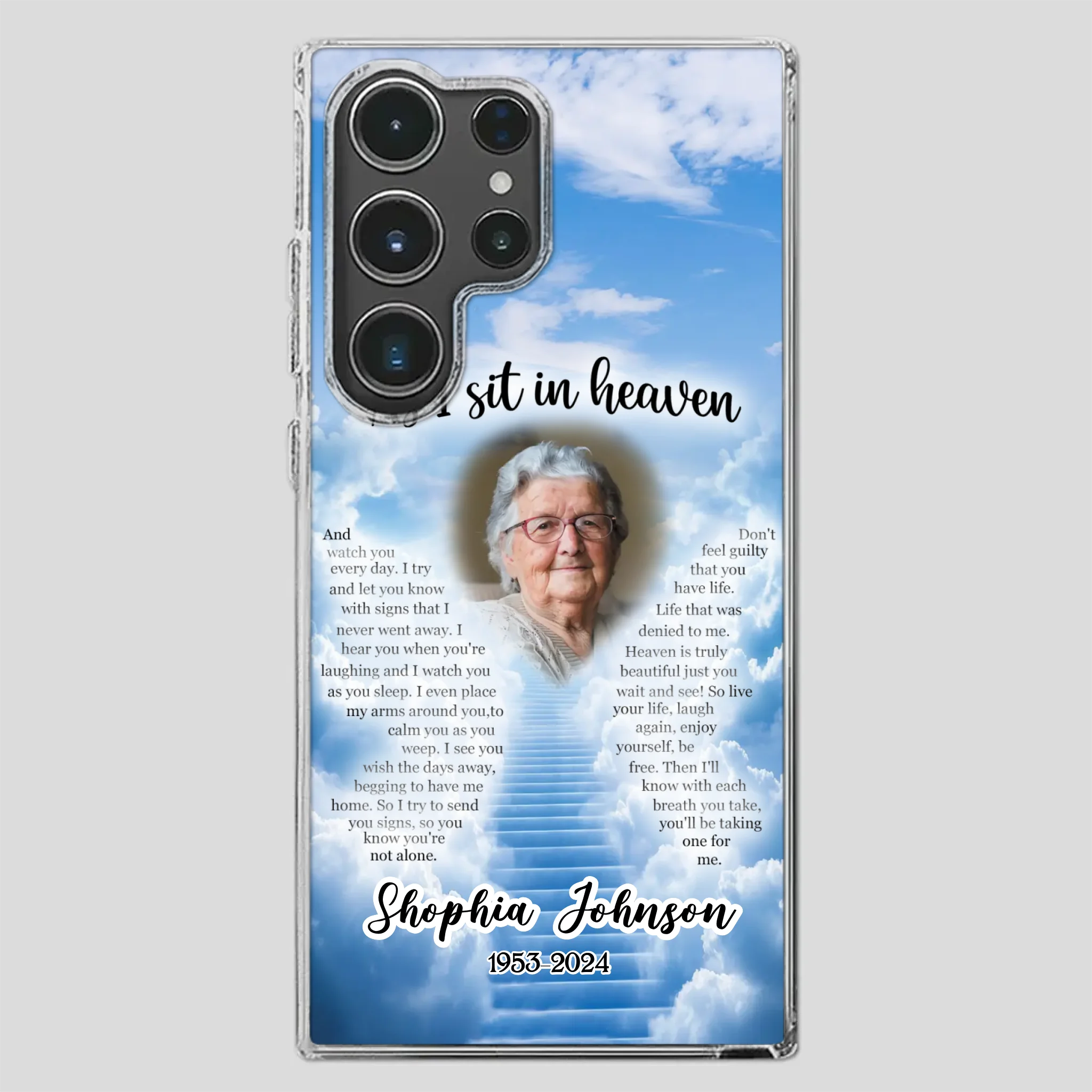 Personalized Grandpa “As I Sit In Heaven” Phone Case – A Hug From Above - 89Prints