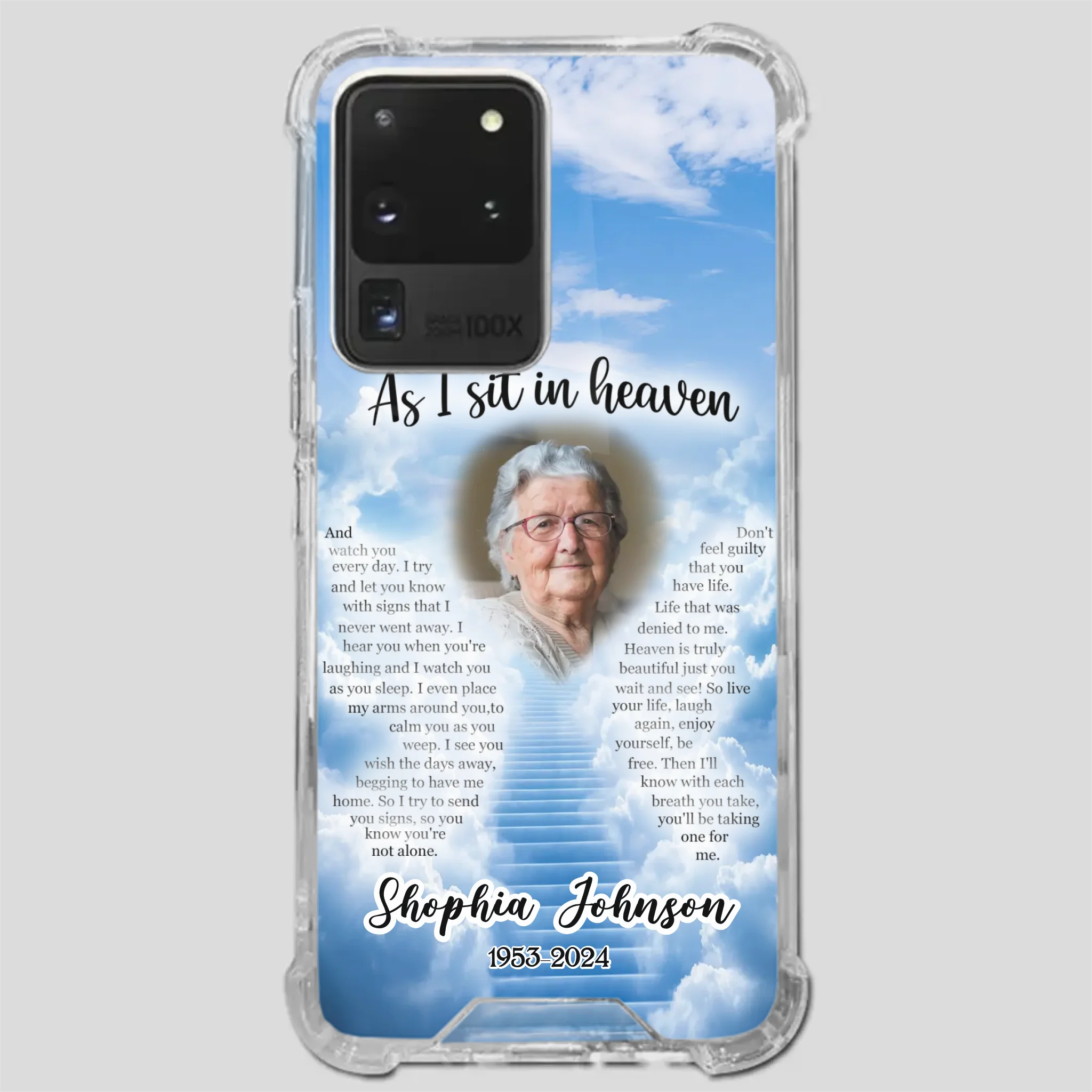 Personalized Grandpa “As I Sit In Heaven” Phone Case – A Hug From Above - 89Prints