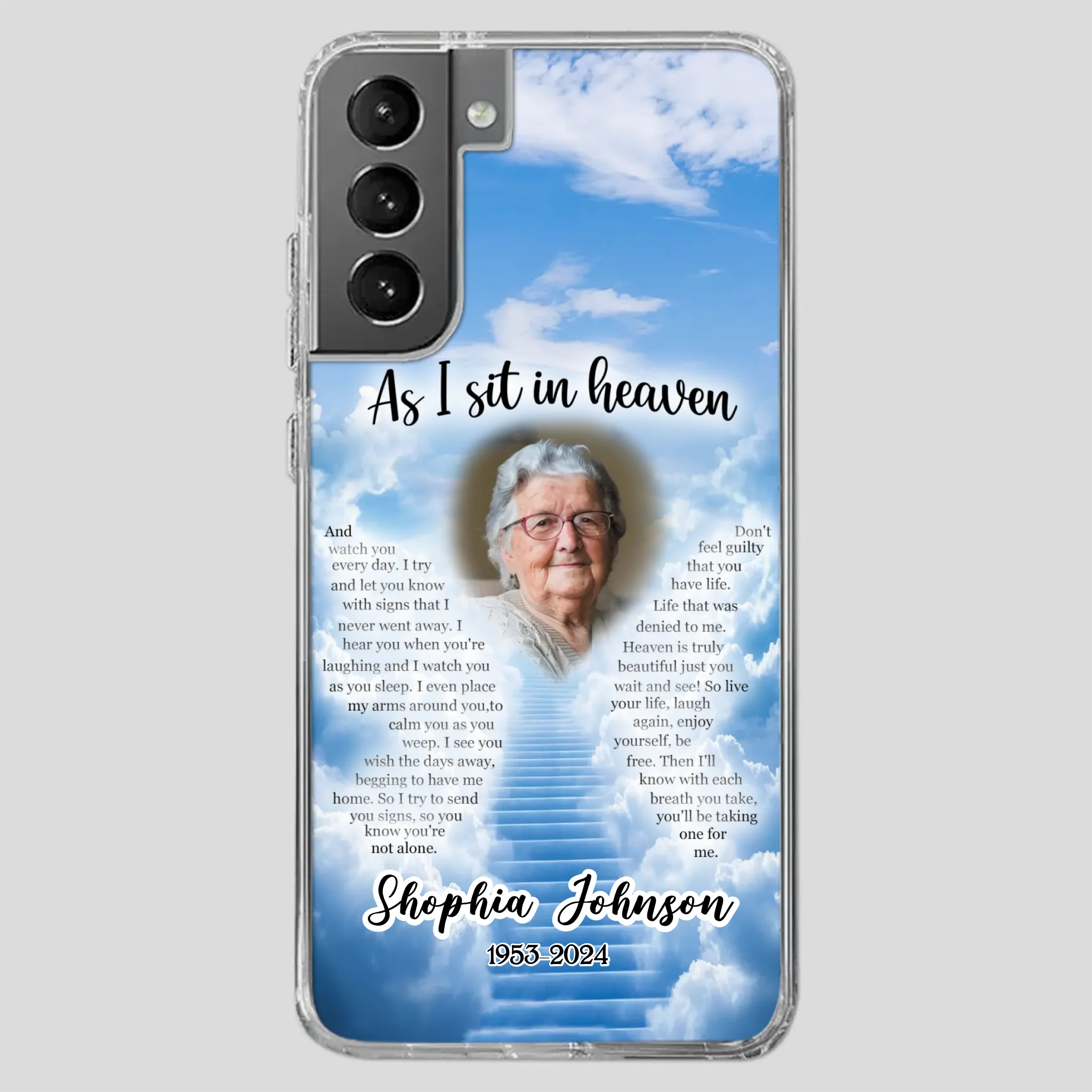 Personalized Grandpa “As I Sit In Heaven” Phone Case – A Hug From Above - 89Prints