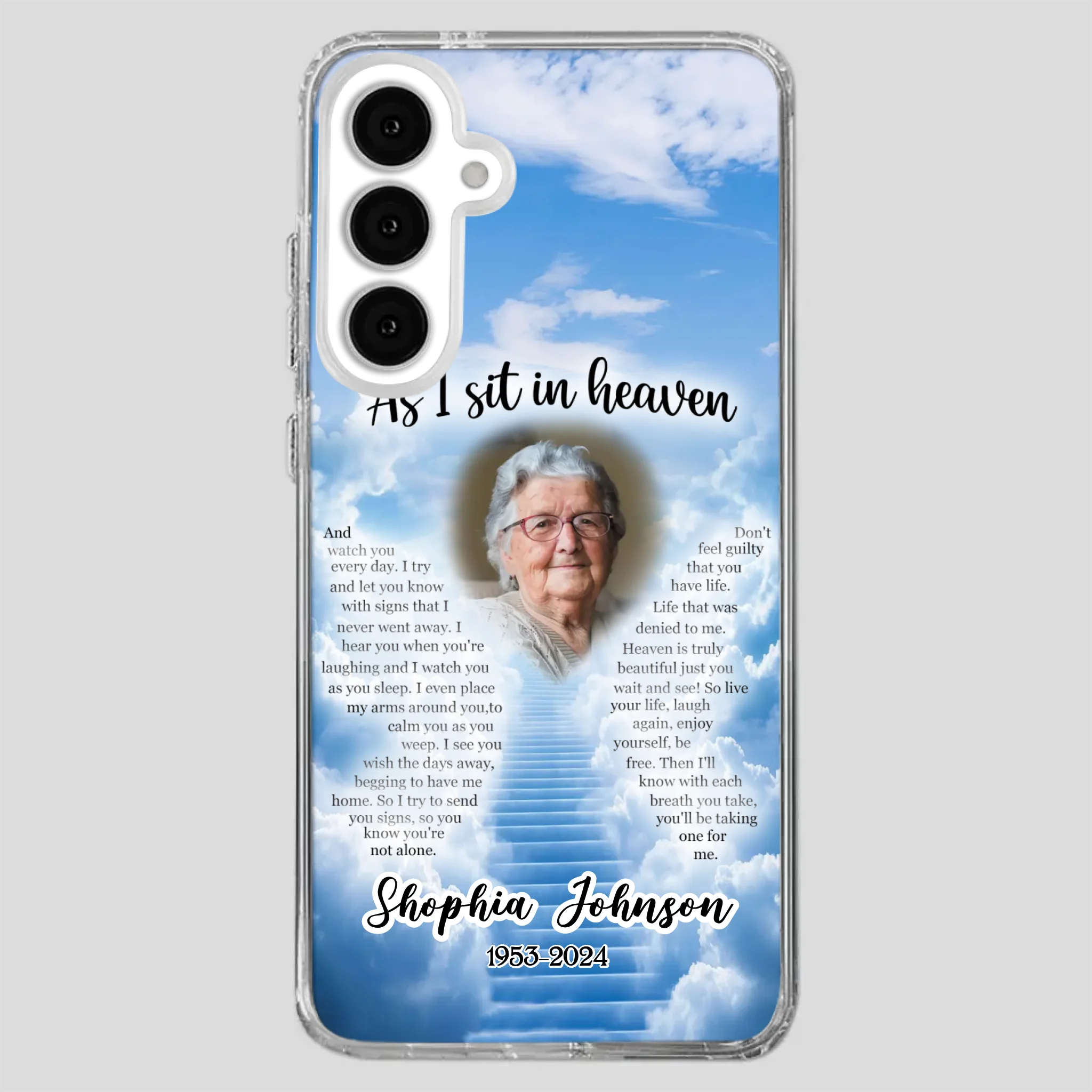 Personalized Grandpa “As I Sit In Heaven” Phone Case – A Hug From Above - 89Prints