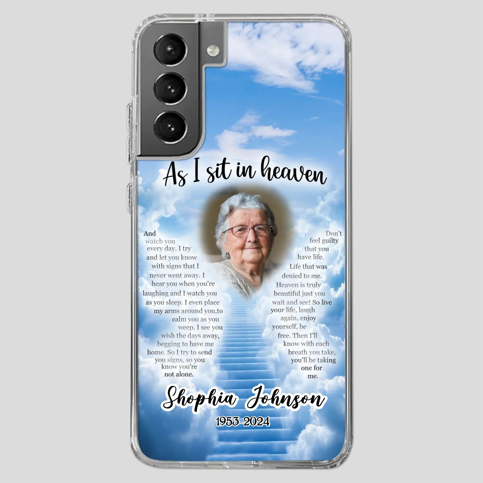 Personalized Grandpa “As I Sit In Heaven” Phone Case – A Hug From Above - 89Prints