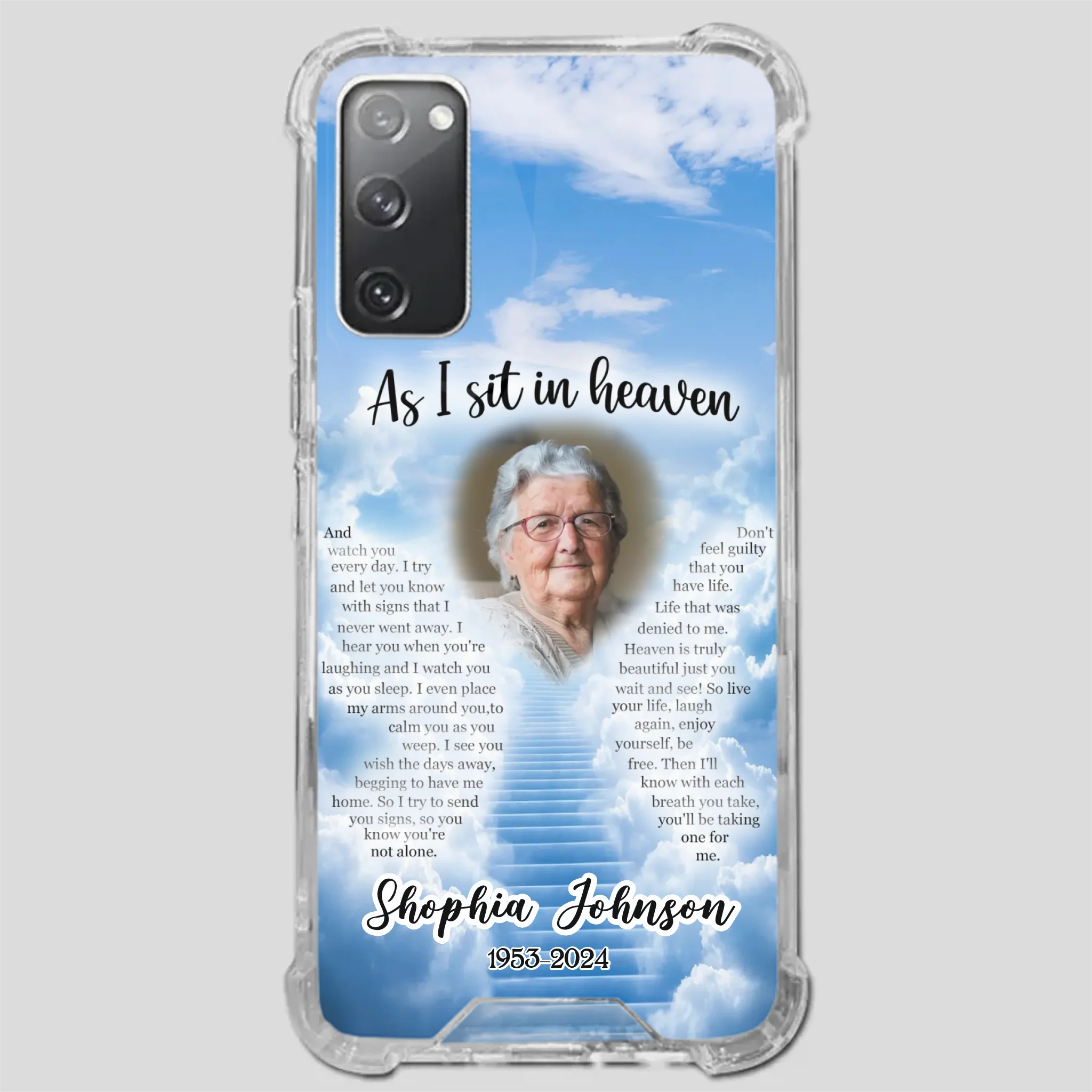 Personalized Grandpa “As I Sit In Heaven” Phone Case – A Hug From Above - 89Prints