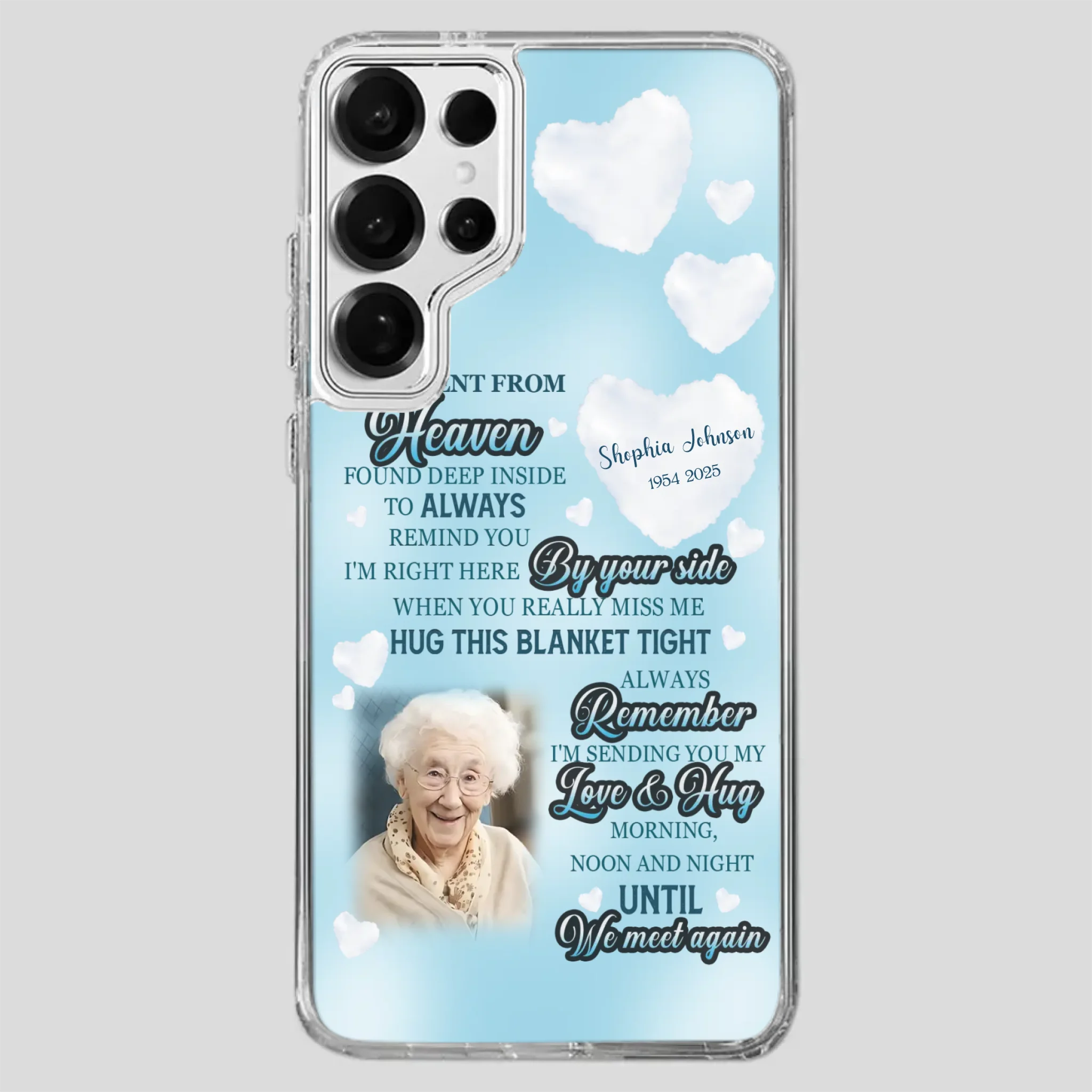 “A Hug Sent From Heaven” Grandma Memorial Case – Forever Loved, Never Forgotten - 89Prints