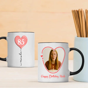 Personalized Birthday Mug – Custom Heart Balloon & Photo Cup Gift