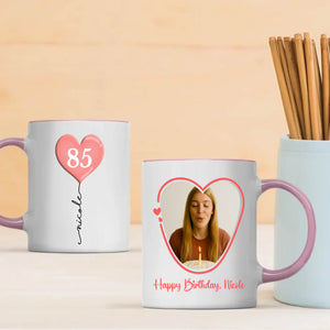 Personalized Birthday Mug – Custom Heart Balloon & Photo Cup Gift