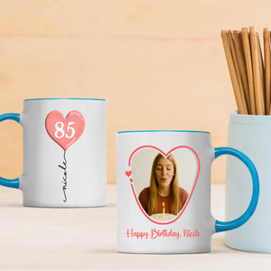 Personalized Birthday Mug – Custom Heart Balloon & Photo Cup Gift