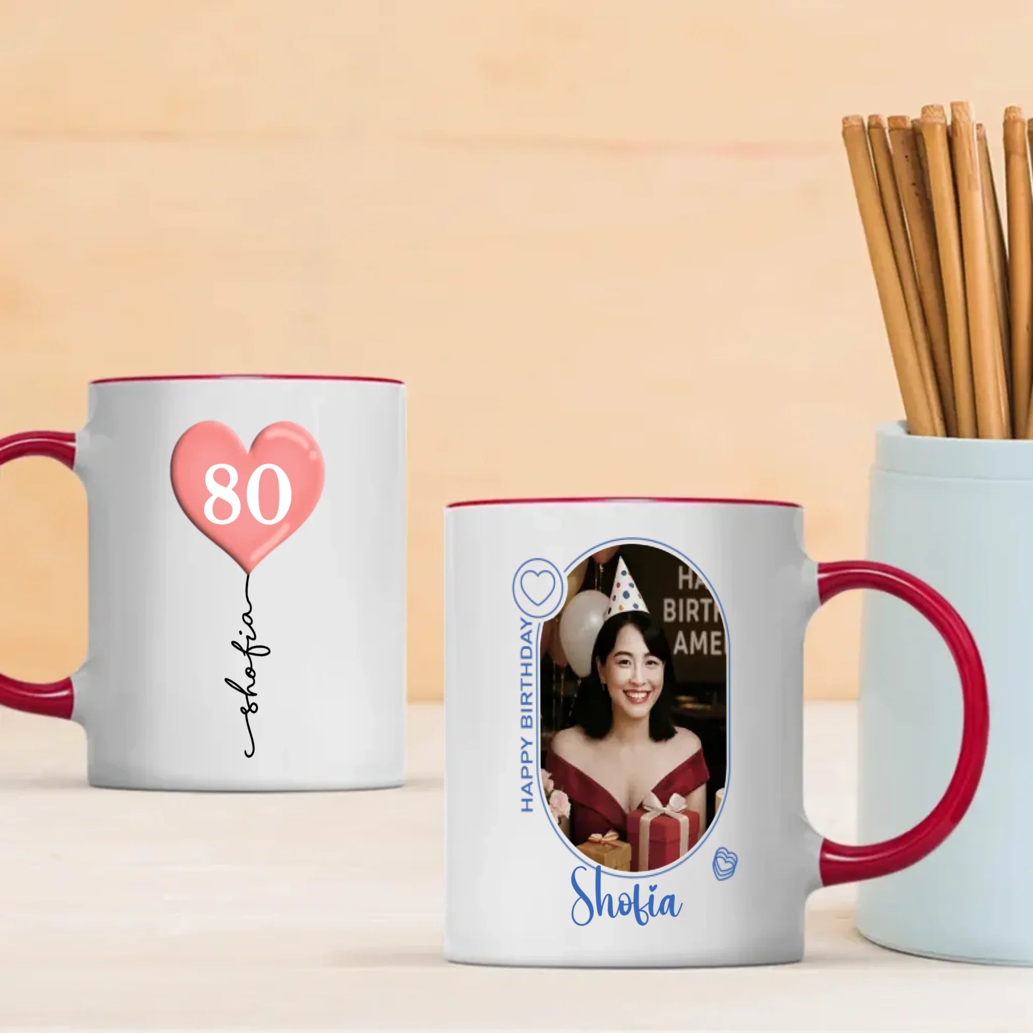 Custom 80th Birthday Mug – Personalized Photo Cup - 89Prints
