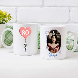 Custom 80th Birthday Mug – Personalized Photo Cup - 89Prints