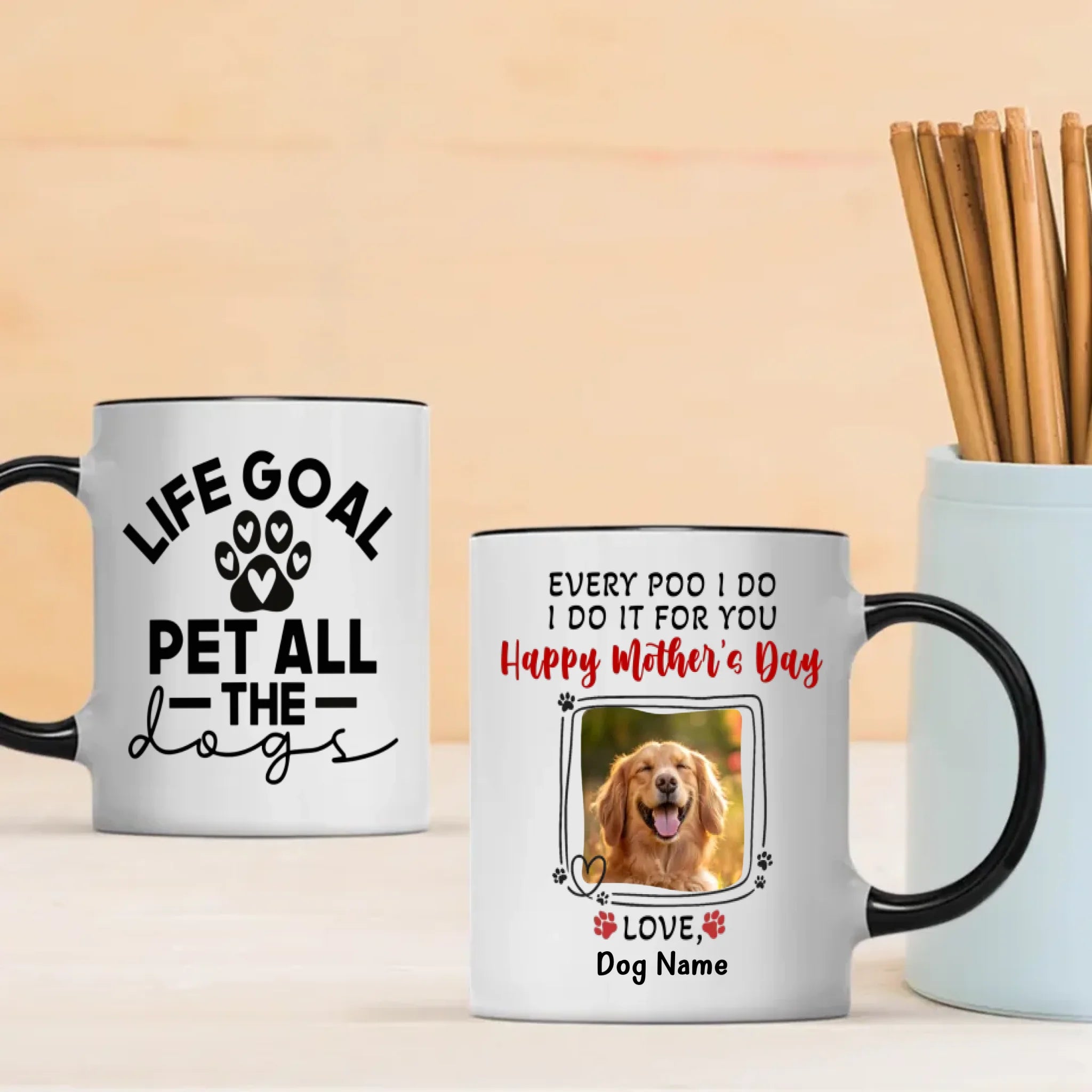 Life Goal Pet All the Dogs Mug – Personalized Gift With Photo Of Your Brave Dog - 89Prints
