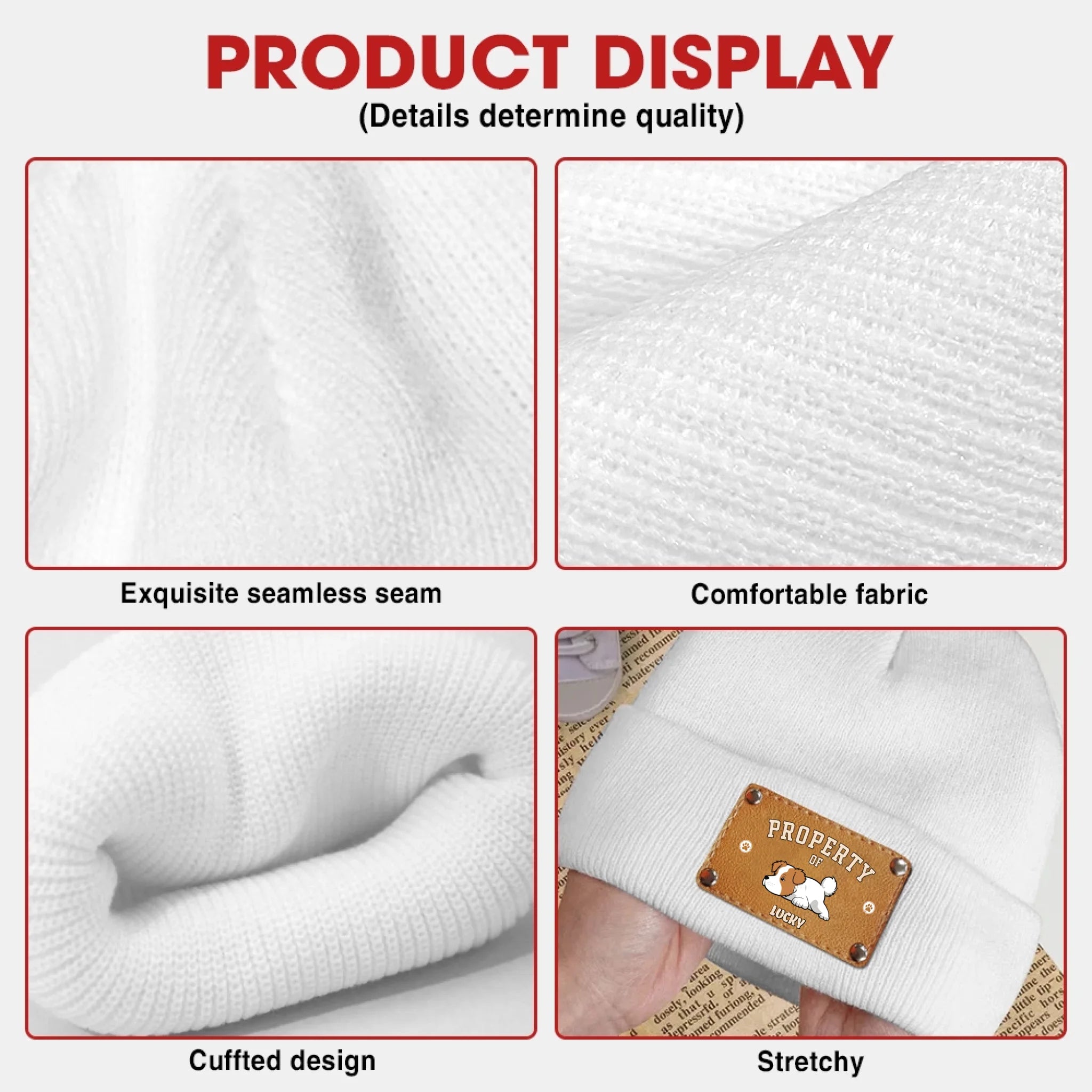 Personalized Property of My Dog Beanie – Custom Dog Lover Gift, Funny Pet Owner Winter Hat - 89Prints