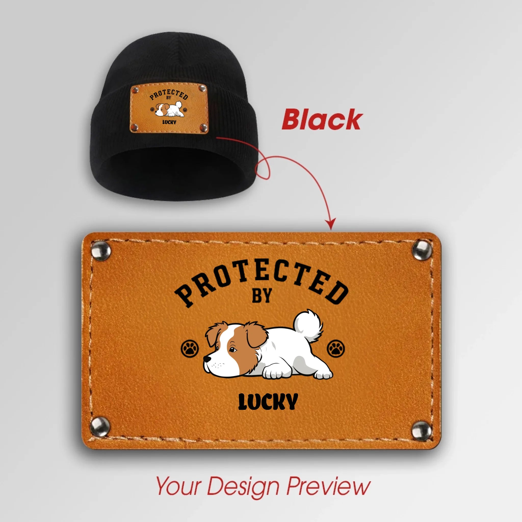 Custom Matching Protected by My Dog Beanies – Personalized Pet & Owner Set - 89Prints