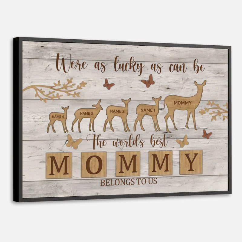 Custom Mom and Kids Poster Featuring Baby Deer Following Mom – Heartfelt Design - 89Prints