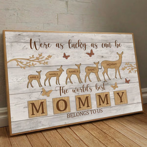 Custom Mom and Kids Poster Featuring Baby Deer Following Mom – Heartfelt Design - 89Prints