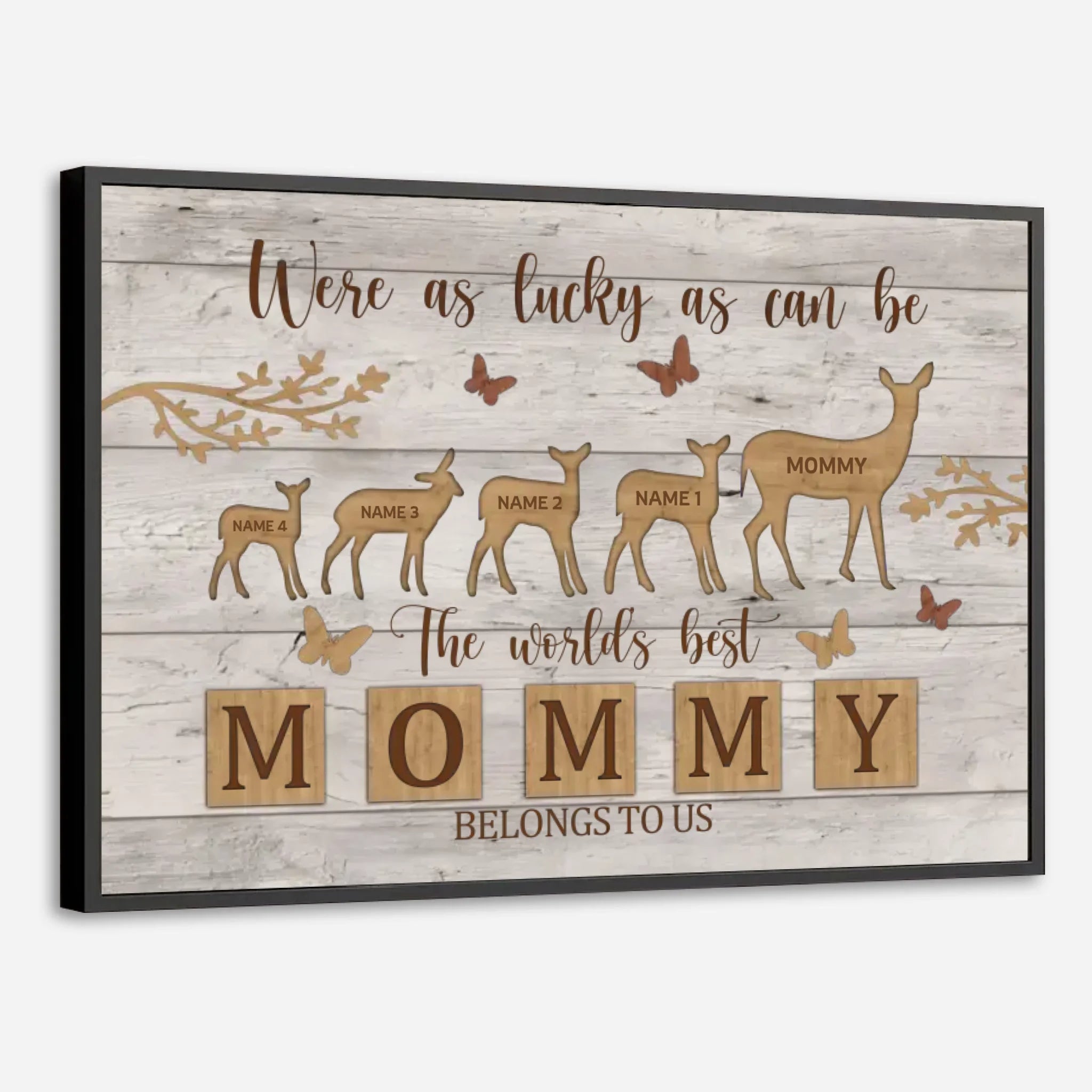 Custom Mom and Kids Poster Featuring Baby Deer Following Mom – Heartfelt Design - 89Prints