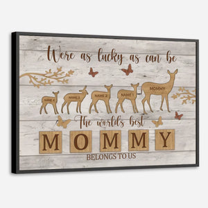 Custom Mom and Kids Poster Featuring Baby Deer Following Mom – Heartfelt Design - 89Prints