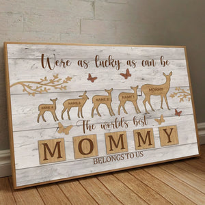 Custom Mom and Kids Poster Featuring Baby Deer Following Mom – Heartfelt Design - 89Prints