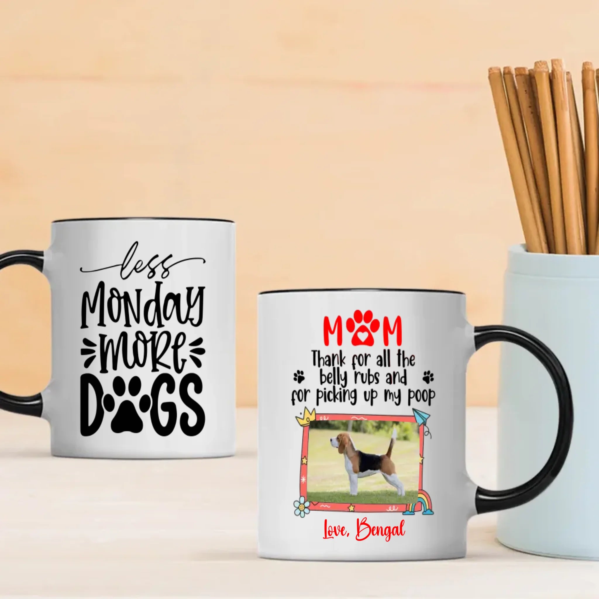 Heartfelt Personalized Dog Mom Mug – Thanks For All The Belly Rubs – 89Prints