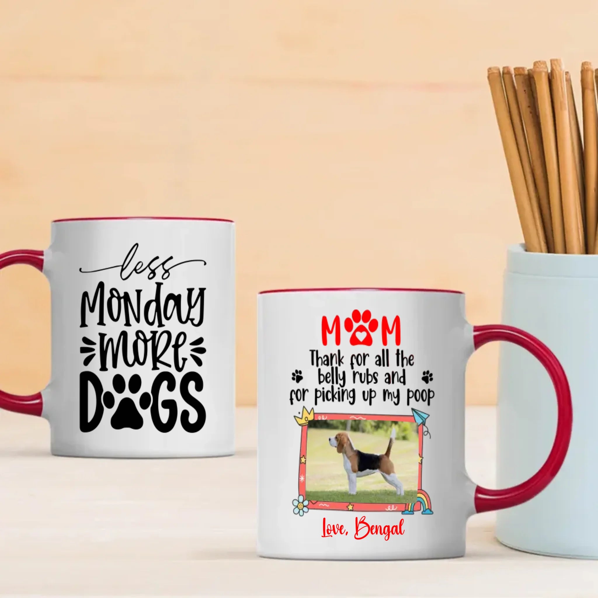 Heartfelt Personalized Dog Mom Mug – Thanks For All The Belly Rubs – 89Prints