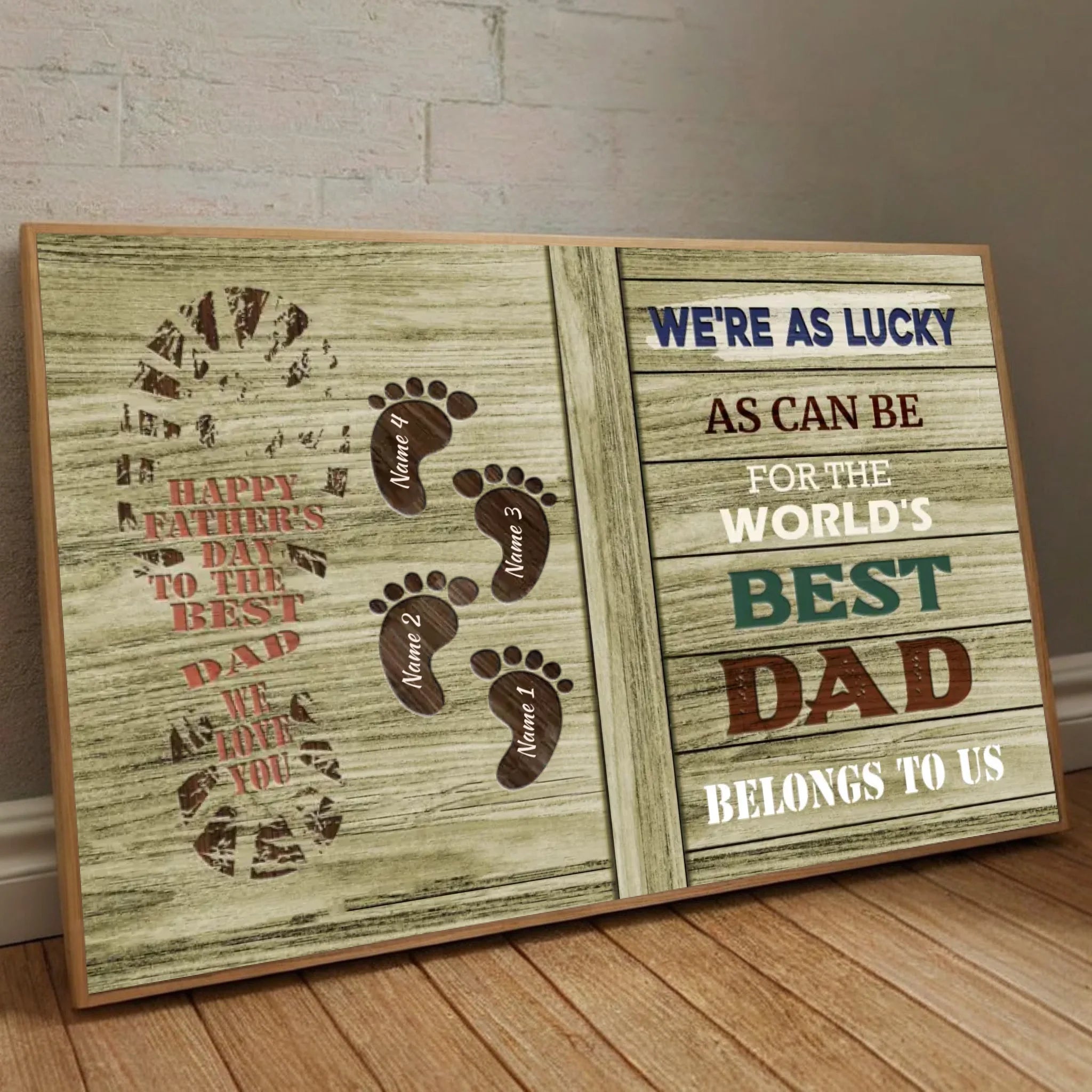 Best Dad Poster – Personalized Father’s Day Gift with Family Footprints - 89Prints