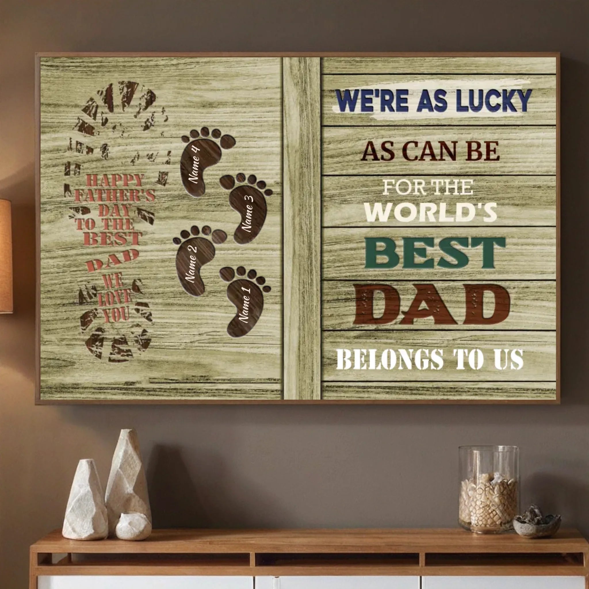 Best Dad Poster – Personalized Father’s Day Gift with Family Footprints - 89Prints