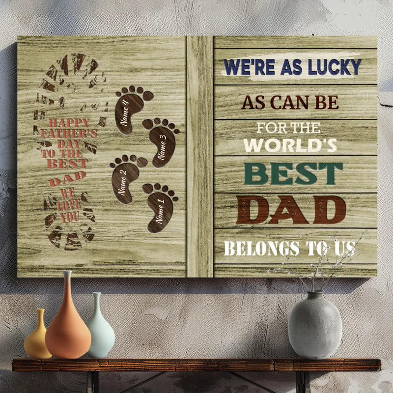 Best Dad Canvas - Personalized Father's Day Gift with Family Footprints
