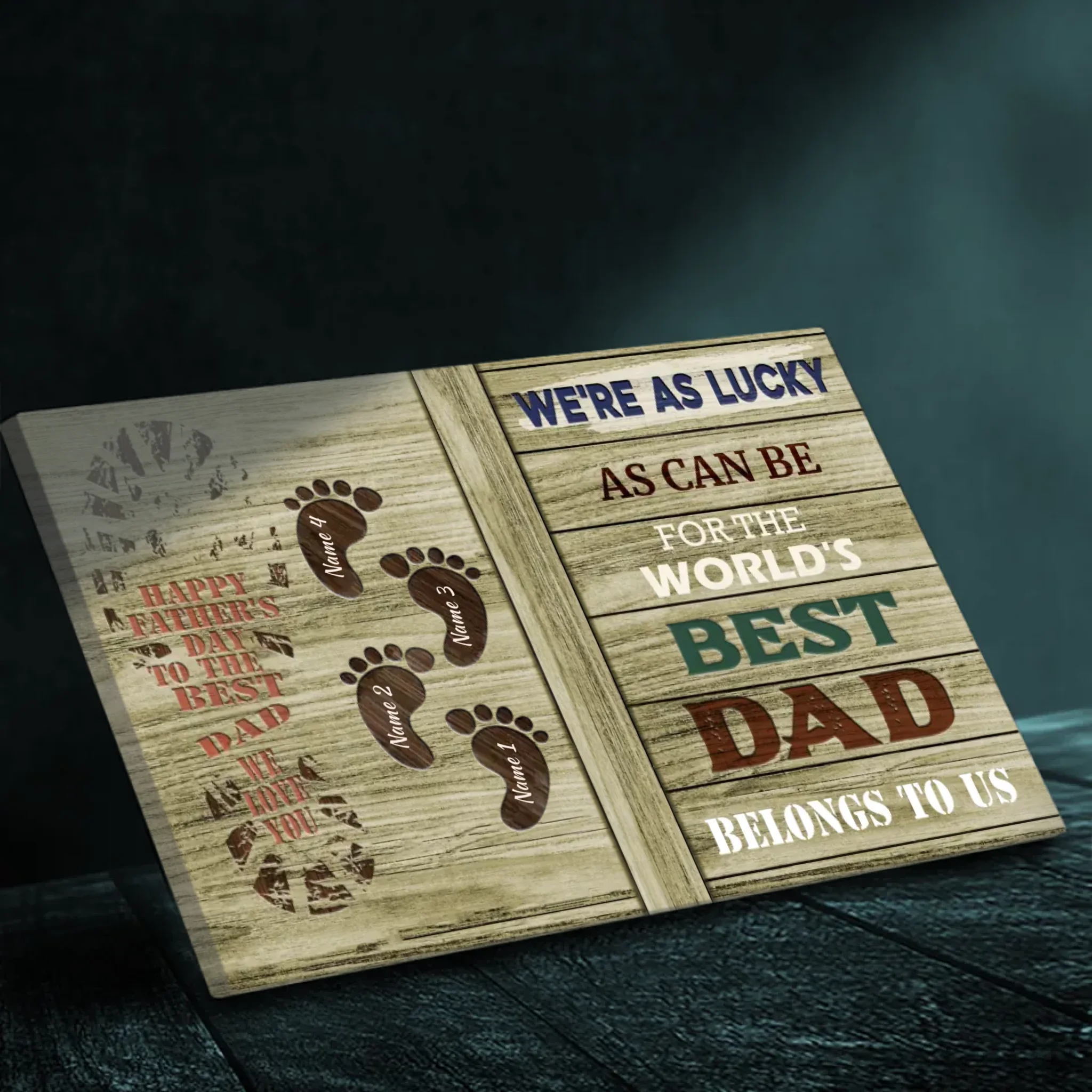 Best Dad Canvas - Personalized Father's Day Gift with Family Footprints
