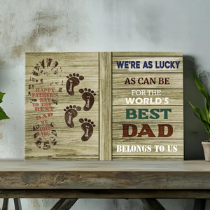 Best Dad Canvas - Personalized Father's Day Gift with Family Footprints