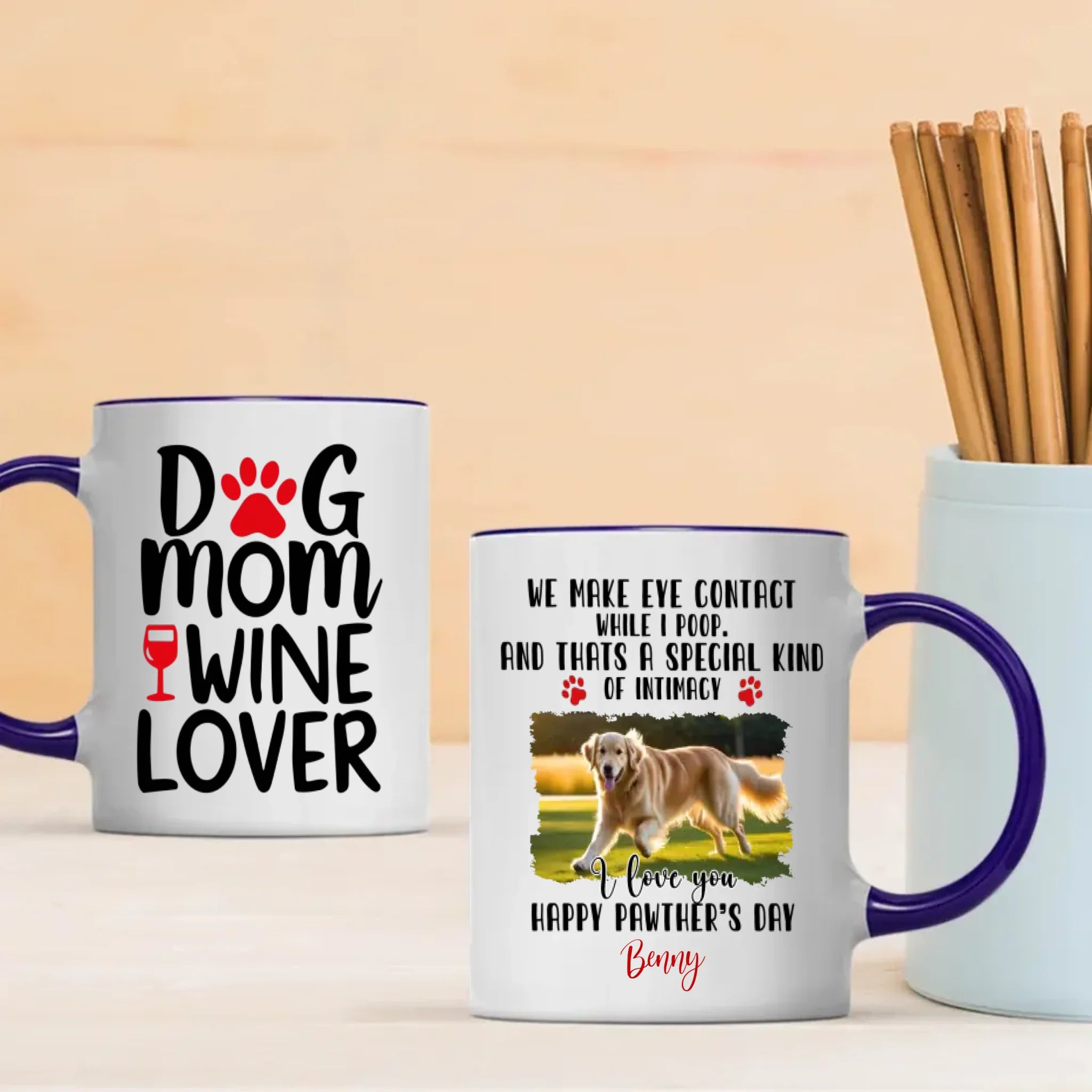 Dog Mom Wine Lover Mug – Funny Personalized Gift for Women Who Love Dogs & Wine – 89Prints