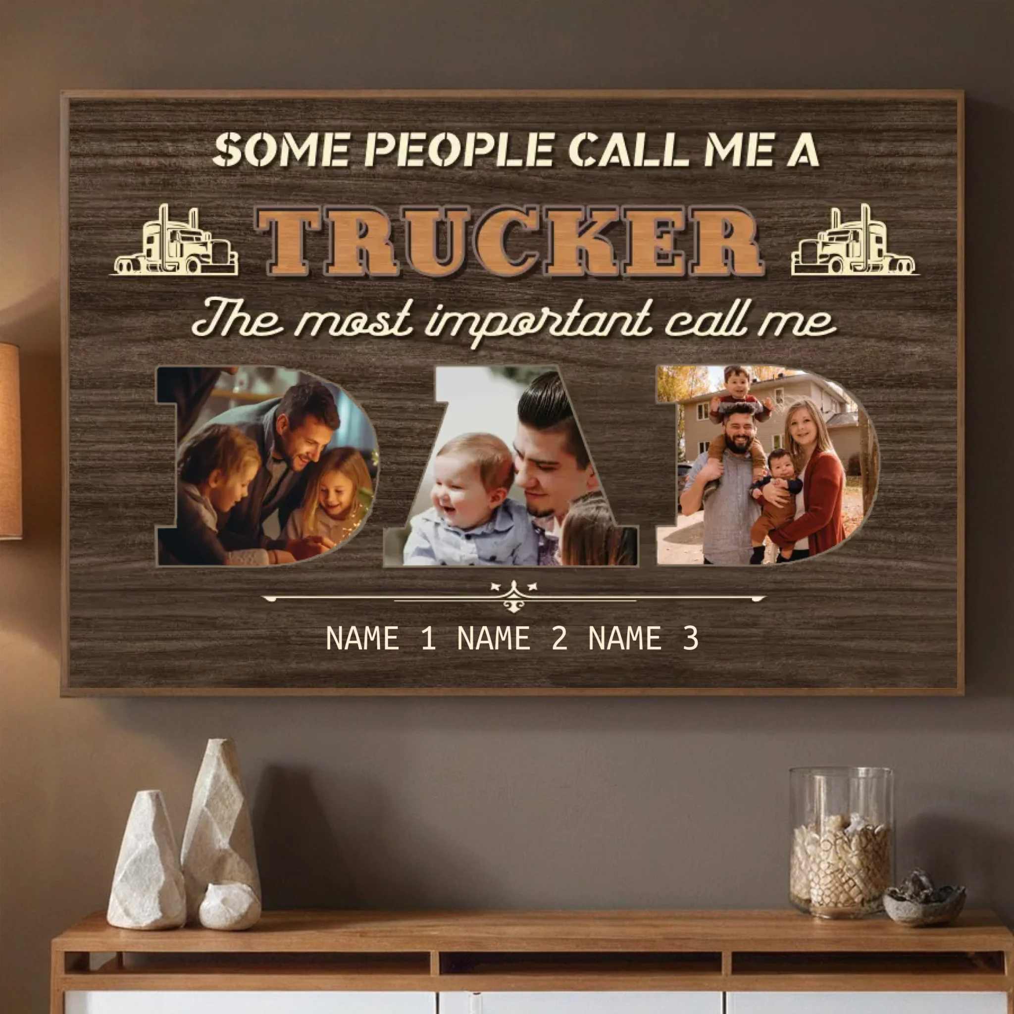 Personalized Trucker Dad Poster – Celebrating the Most Important Title - 89Prints