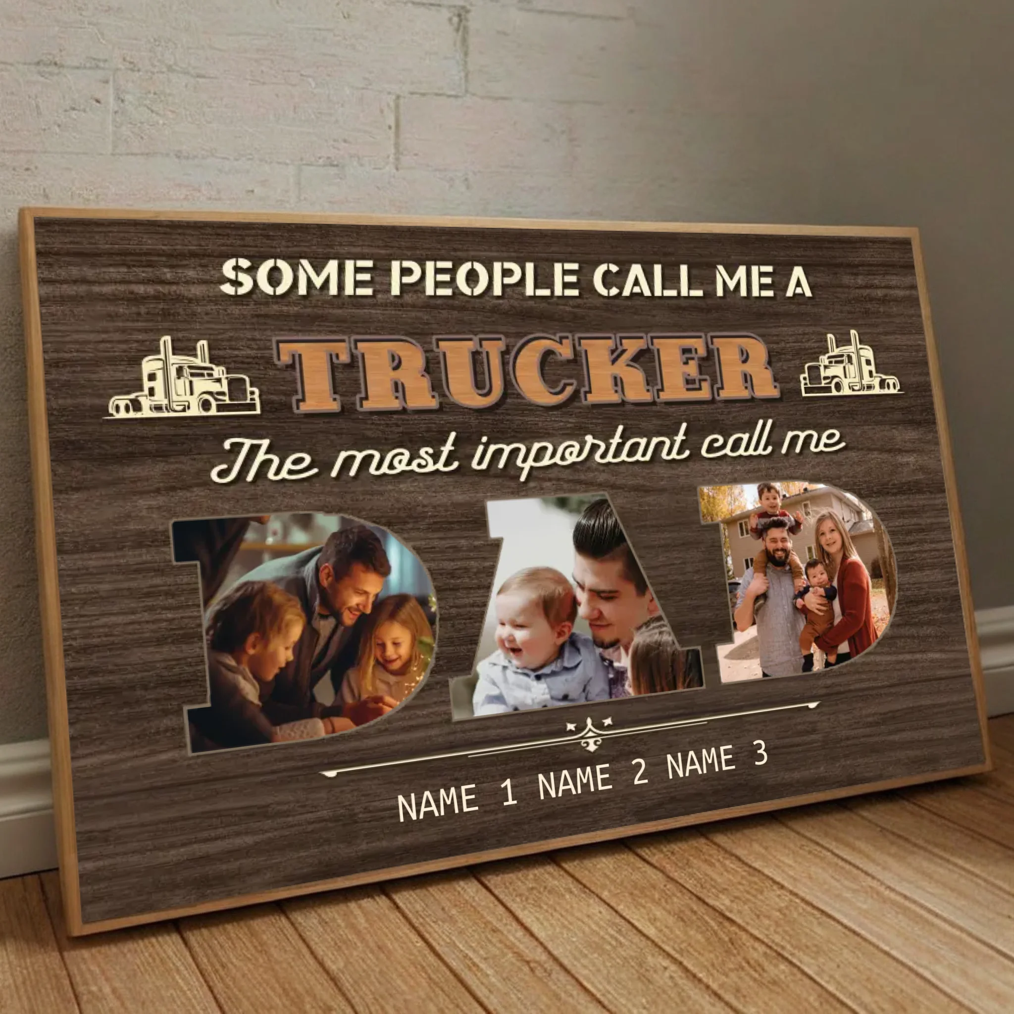 Personalized Trucker Dad Poster – Celebrating the Most Important Title - 89Prints