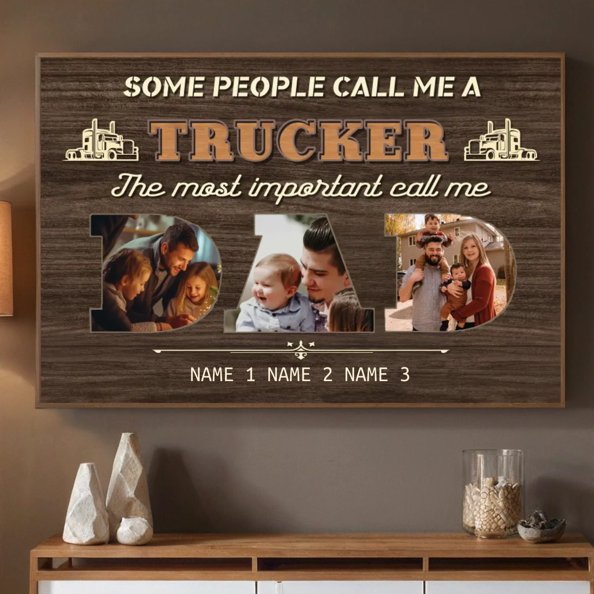 Personalized Trucker Dad Poster – Celebrating the Most Important Title - 89Prints