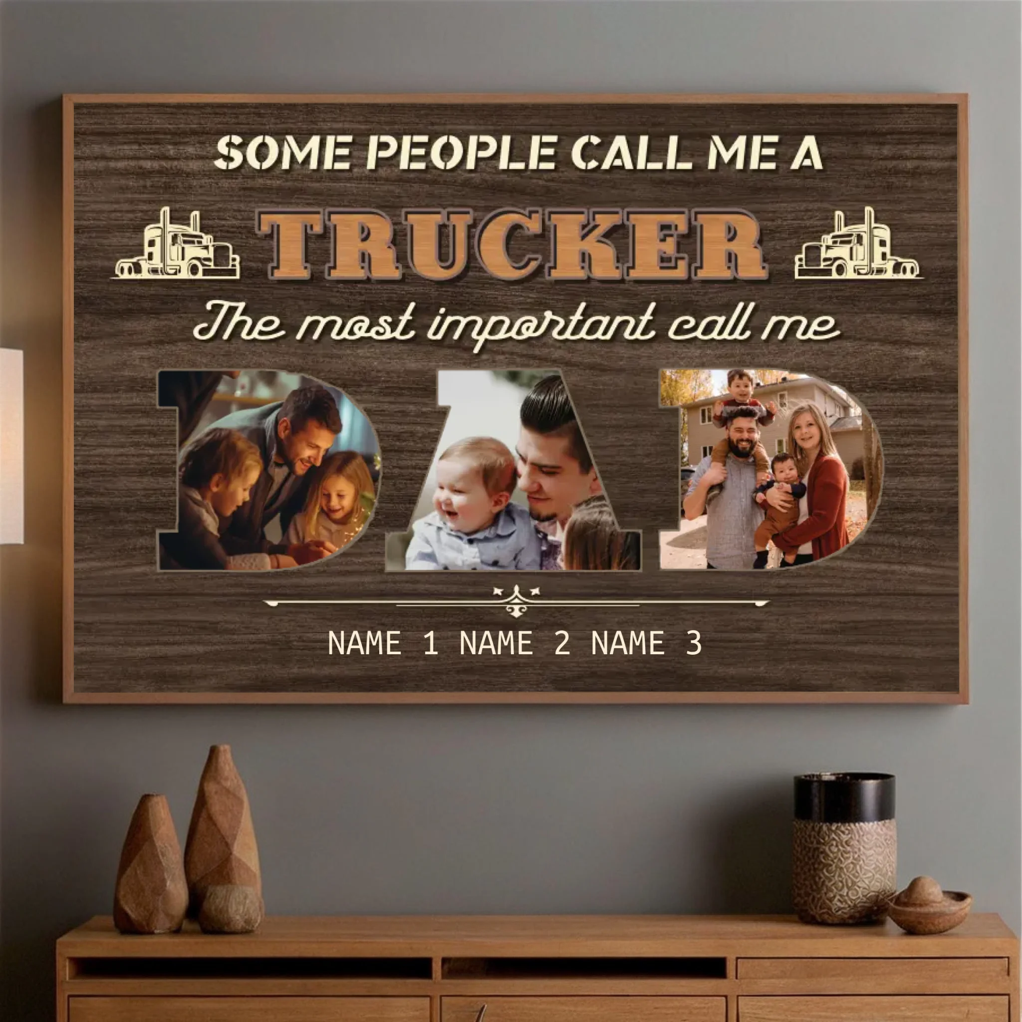 Personalized Trucker Dad Poster – Celebrating the Most Important Title - 89Prints