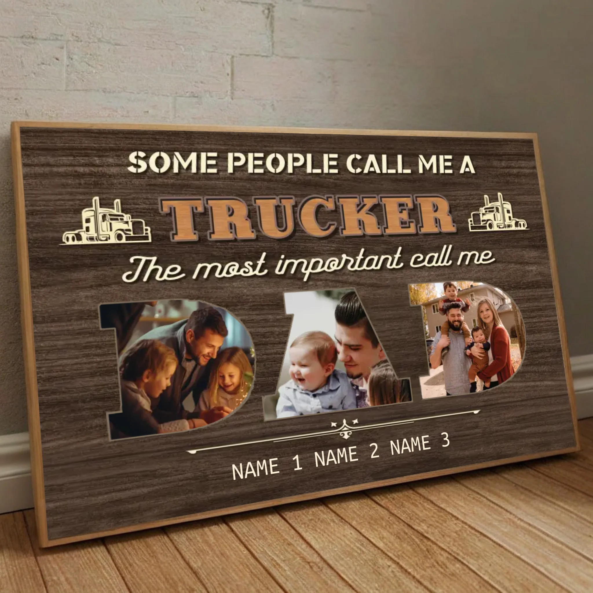 Personalized Trucker Dad Poster – Celebrating the Most Important Title - 89Prints