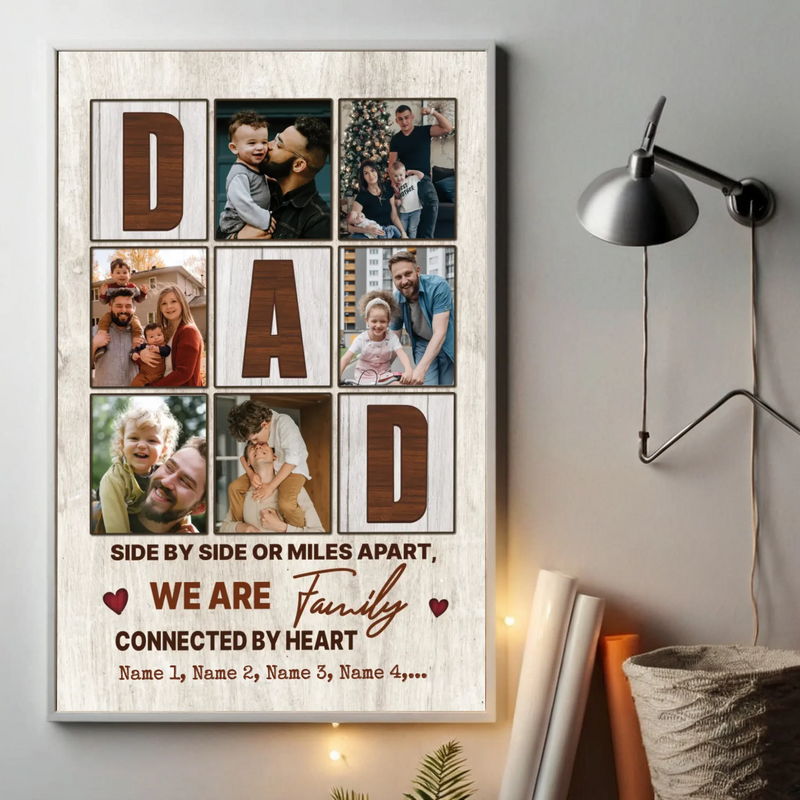 Personalized Dad Photo Collage Wall Art – “We Are Family” Custom Poster - 89Prints