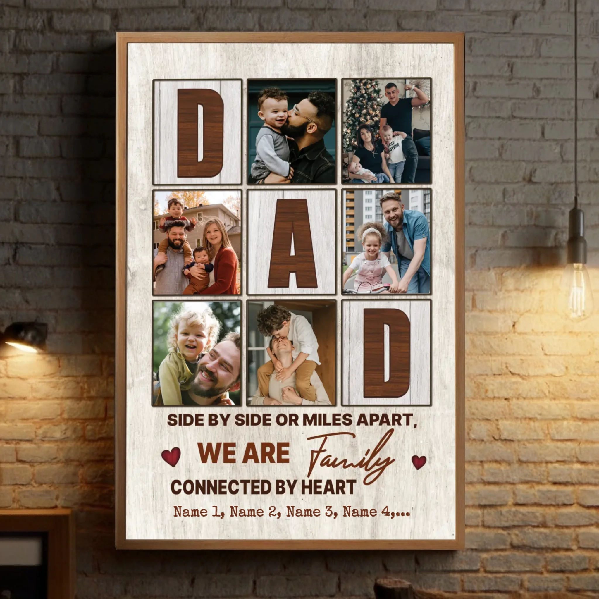 Personalized Dad Photo Collage Wall Art – “We Are Family” Custom Poster - 89Prints