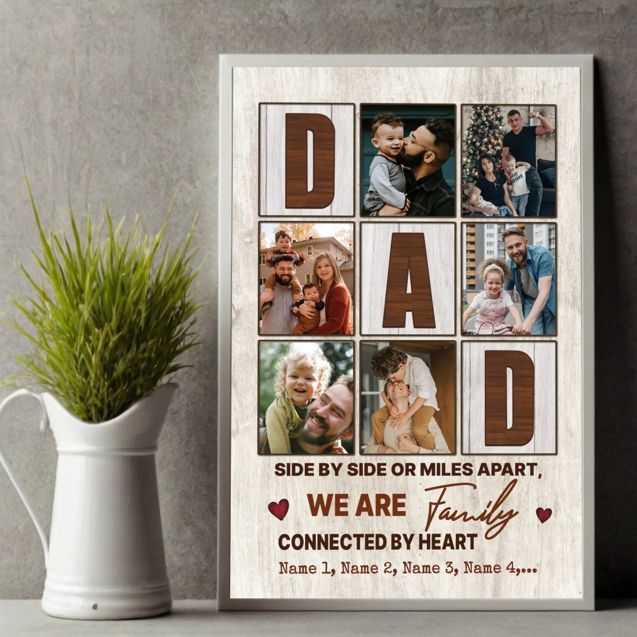 Personalized Dad Photo Collage Wall Art – “We Are Family” Custom Poster - 89Prints