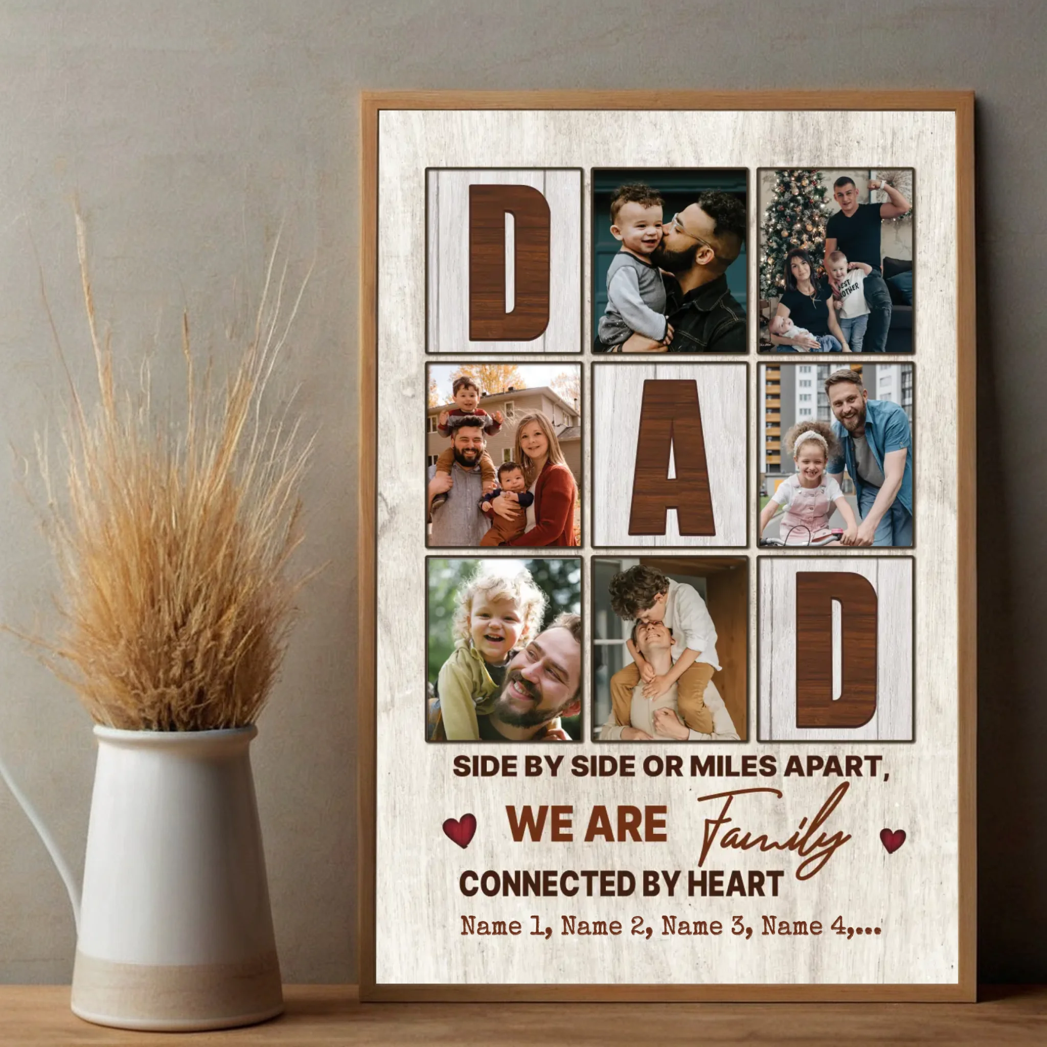 Personalized Dad Photo Collage Wall Art – “We Are Family” Custom Poster - 89Prints