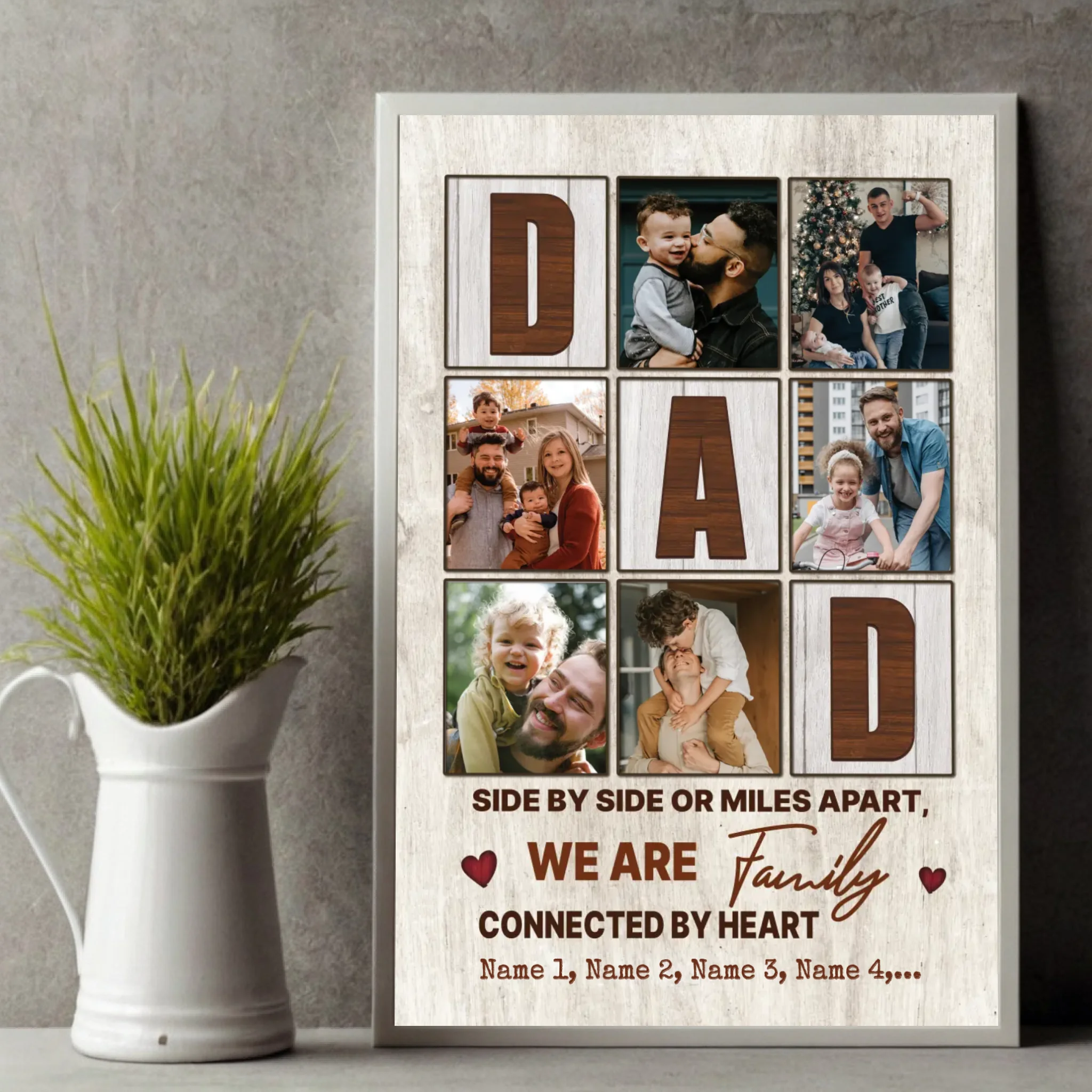 Personalized Dad Photo Collage Wall Art – “We Are Family” Custom Poster - 89Prints
