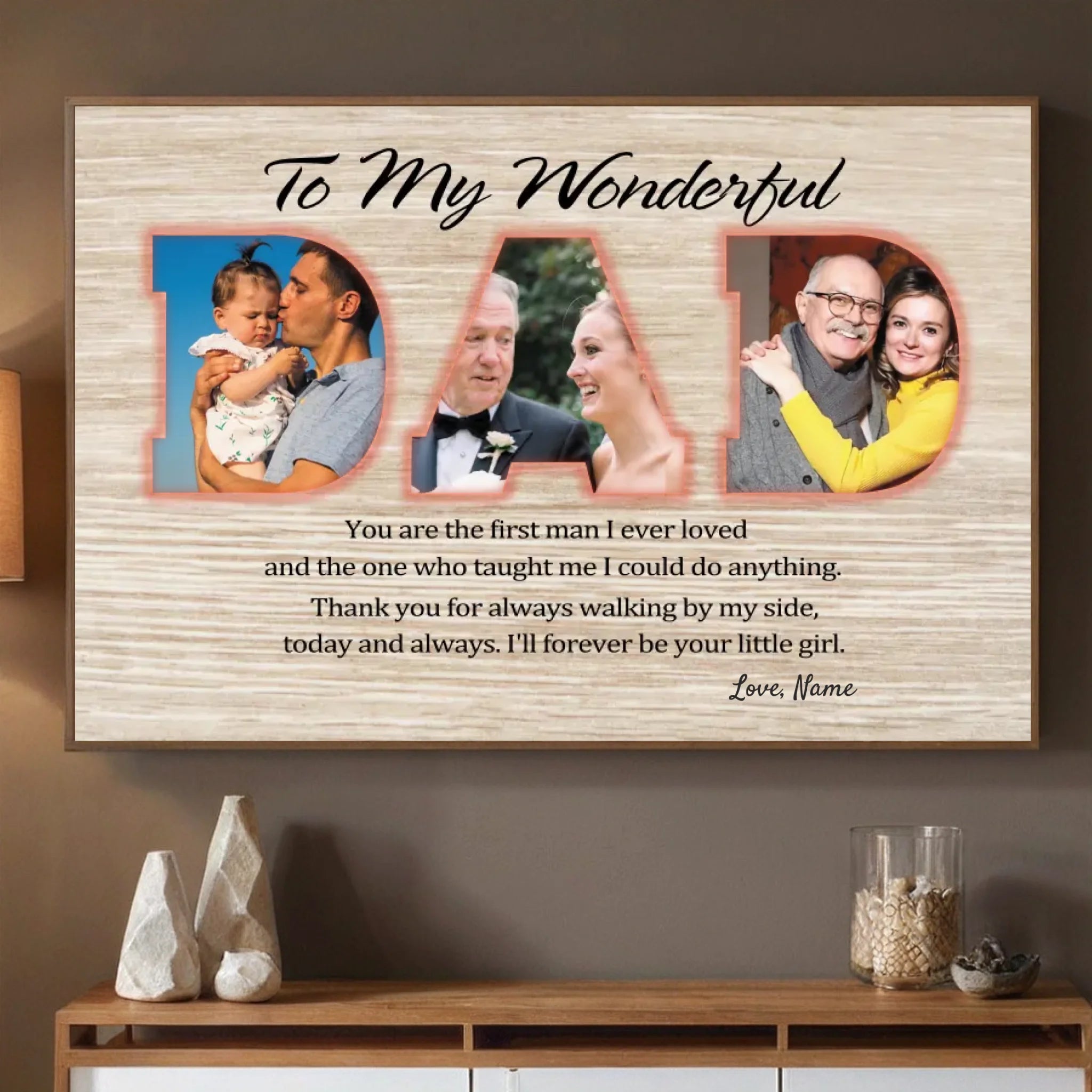 Personalized Fathers Poster Gift Forever Your Little Girl Message from Daughter - 89Prints