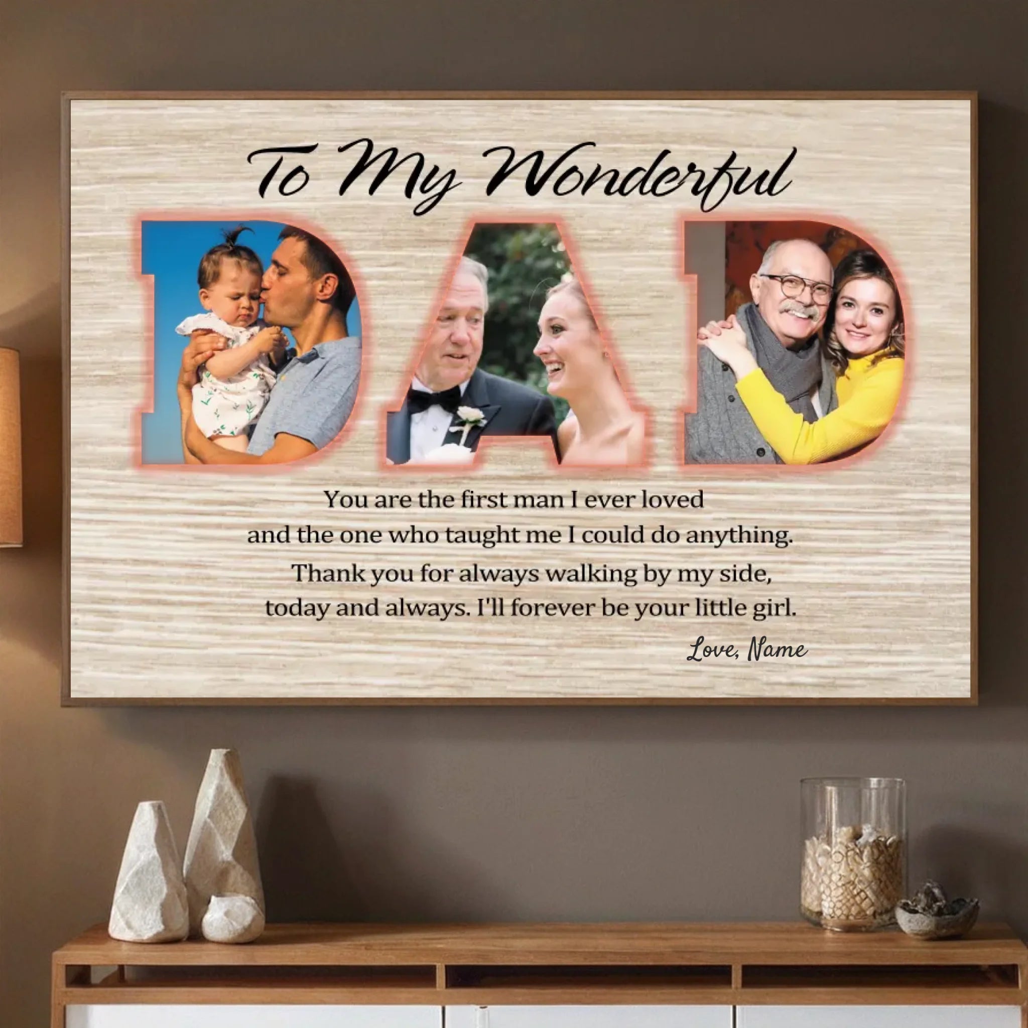 Personalized Fathers Poster Gift Forever Your Little Girl Message from Daughter - 89Prints