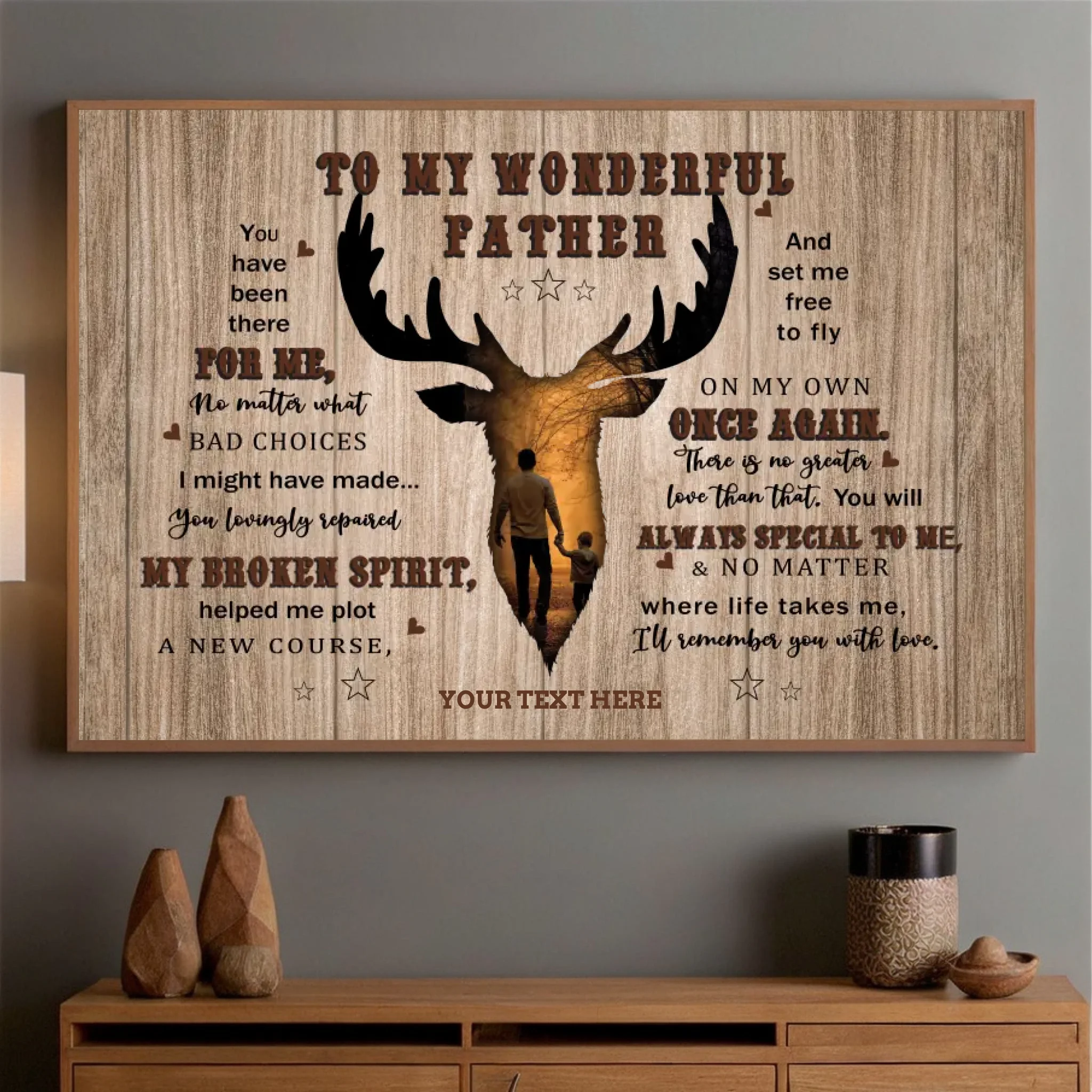 To My Wonderful Father Personalized Deer Themed Poster for Dad - 89Prints