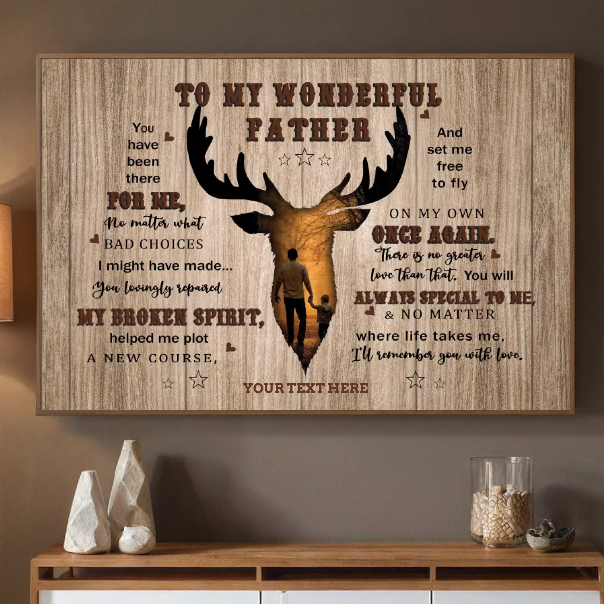 To My Wonderful Father Personalized Deer Themed Poster for Dad - 89Prints