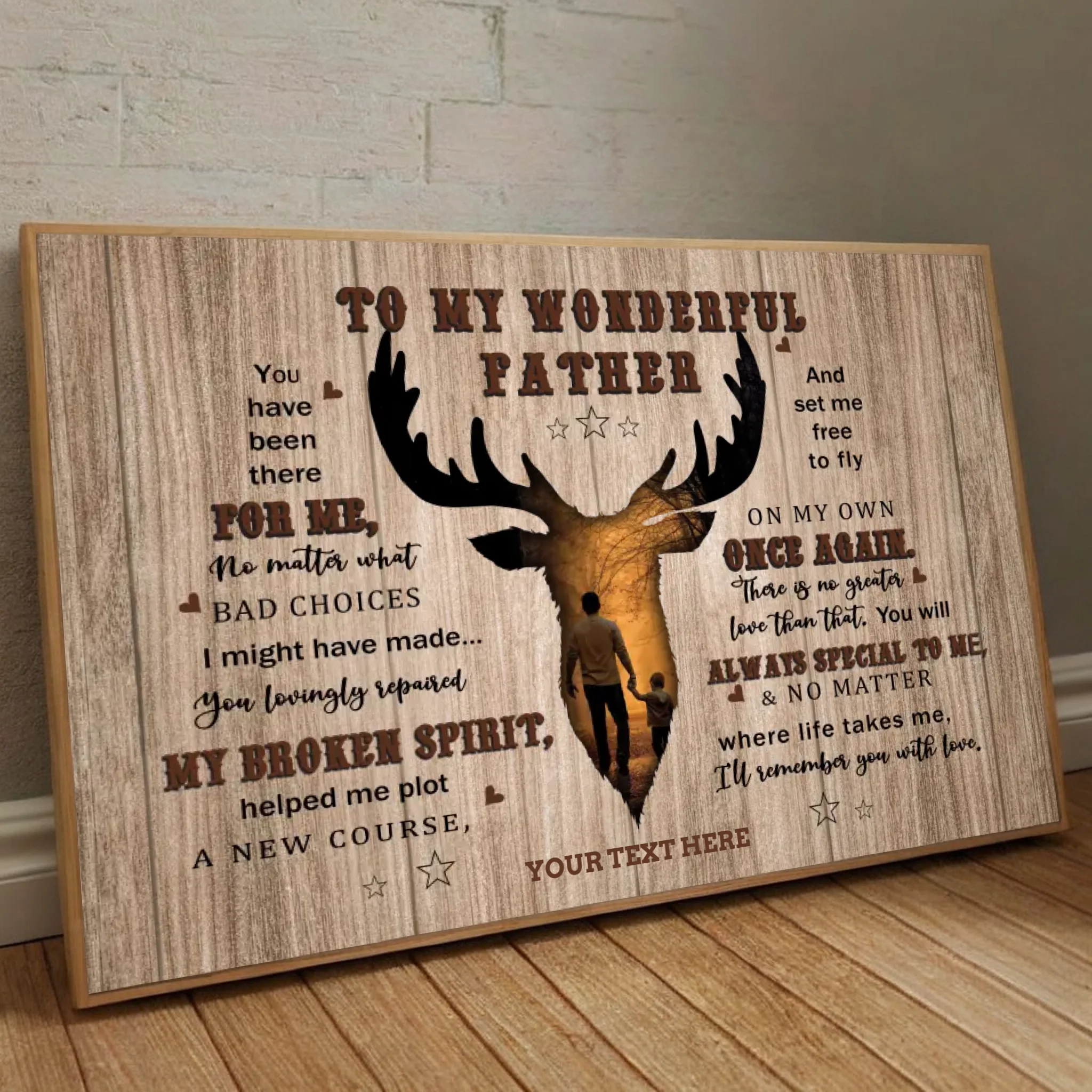 To My Wonderful Father Personalized Deer Themed Poster for Dad - 89Prints