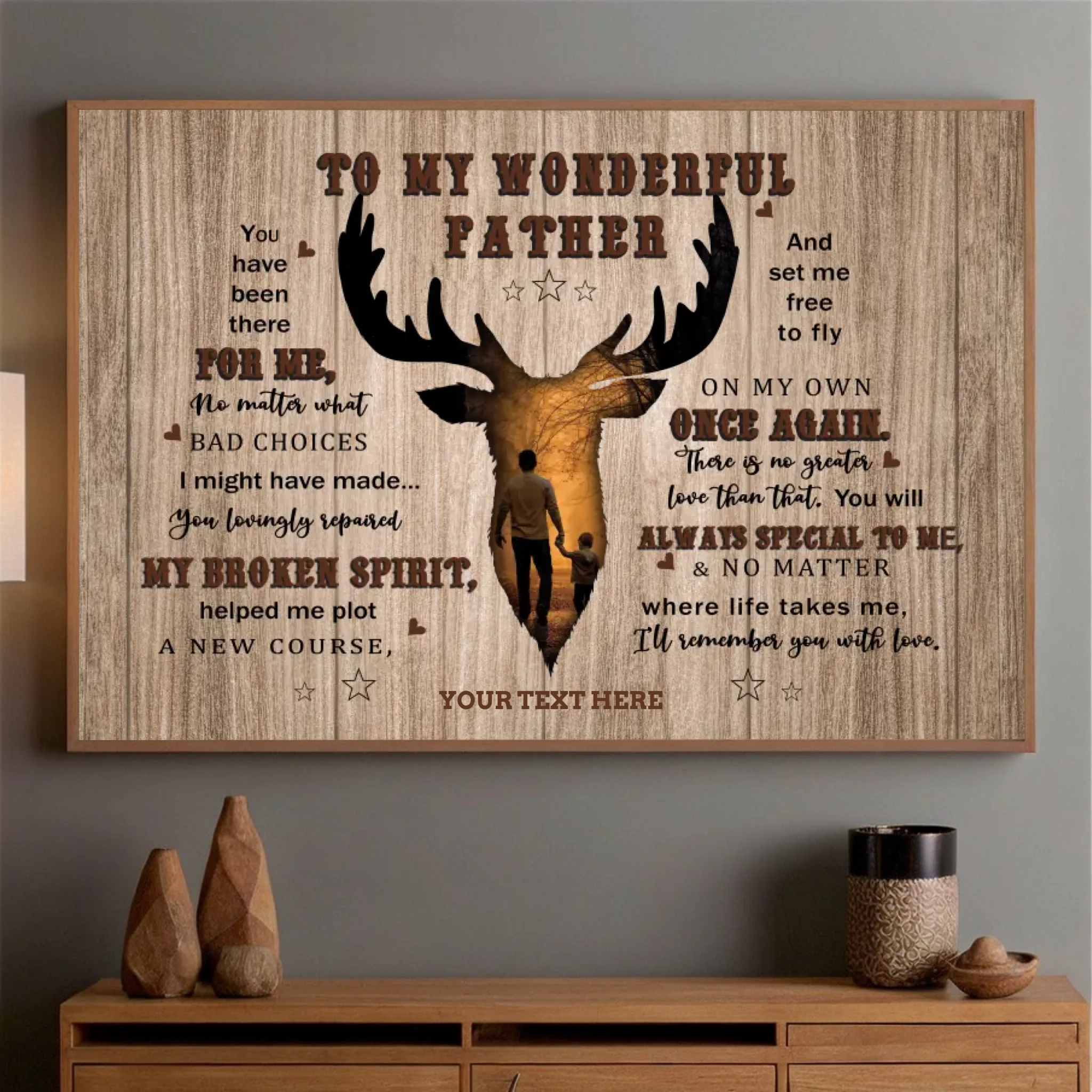 To My Wonderful Father Personalized Deer Themed Poster for Dad - 89Prints