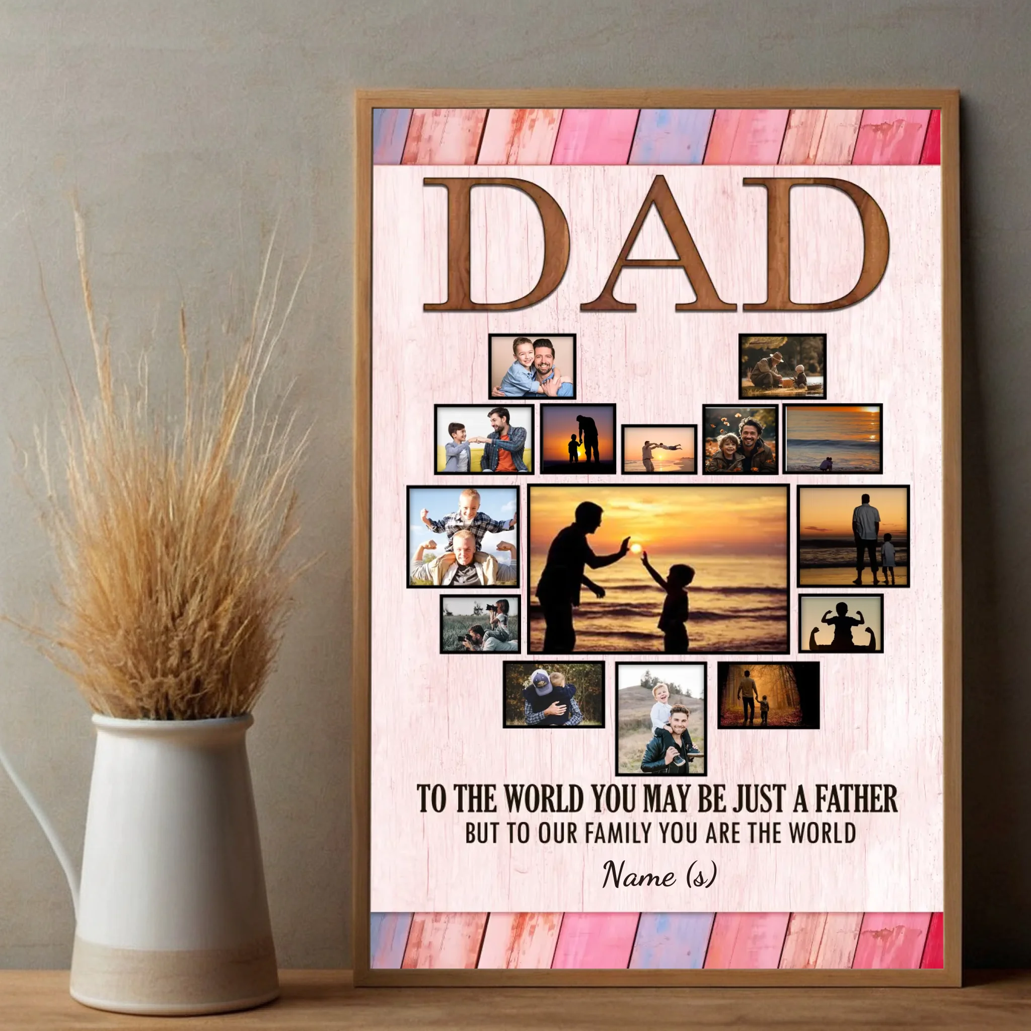Custom Father's Day Poster – Dad You Are the World to Our Family - 89Prints