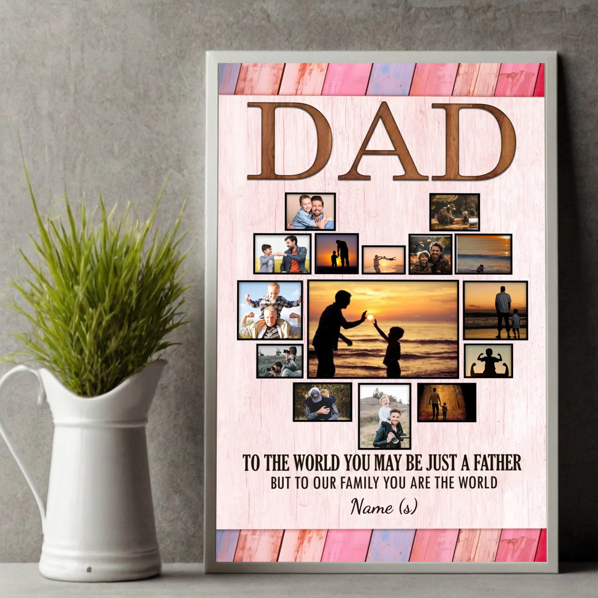 Custom Father's Day Poster – Dad You Are the World to Our Family - 89Prints