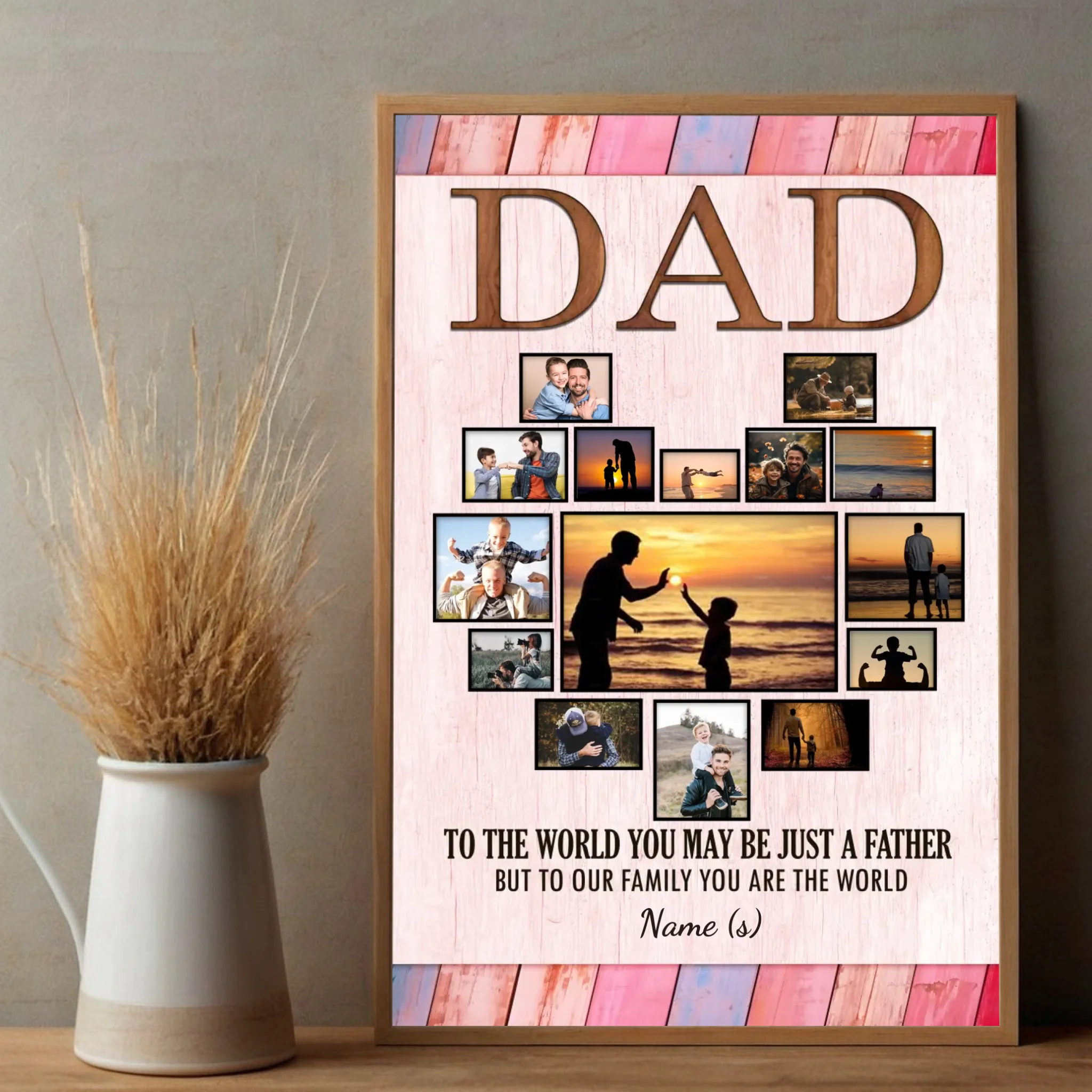 Custom Father's Day Poster – Dad You Are the World to Our Family - 89Prints
