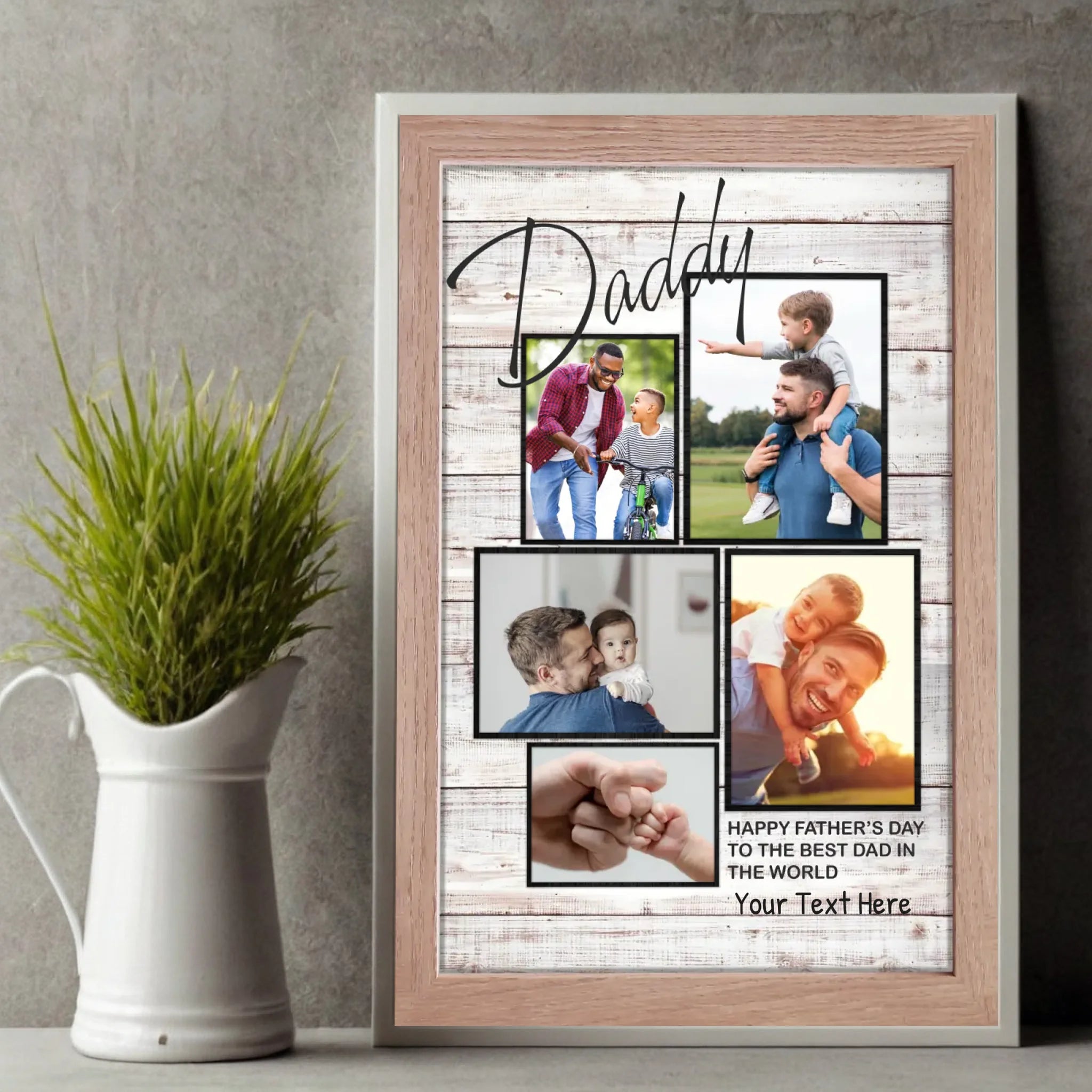 Personalized Fathers Day Poster – A Special Tribute to the Best Dad with 5 Custom Photos - 89Prints